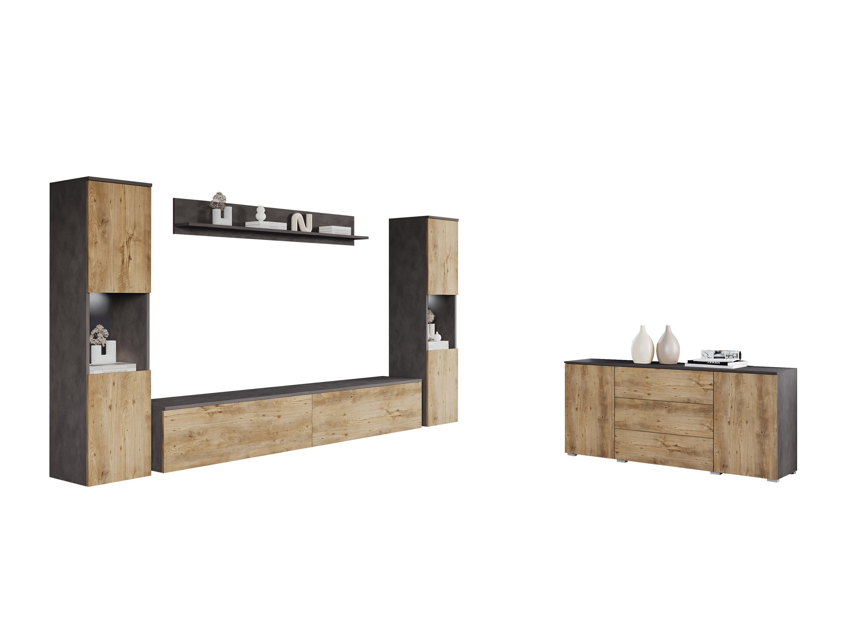 Ensemble de salon Sarasota 133 (Matera gris + Châtaigne)