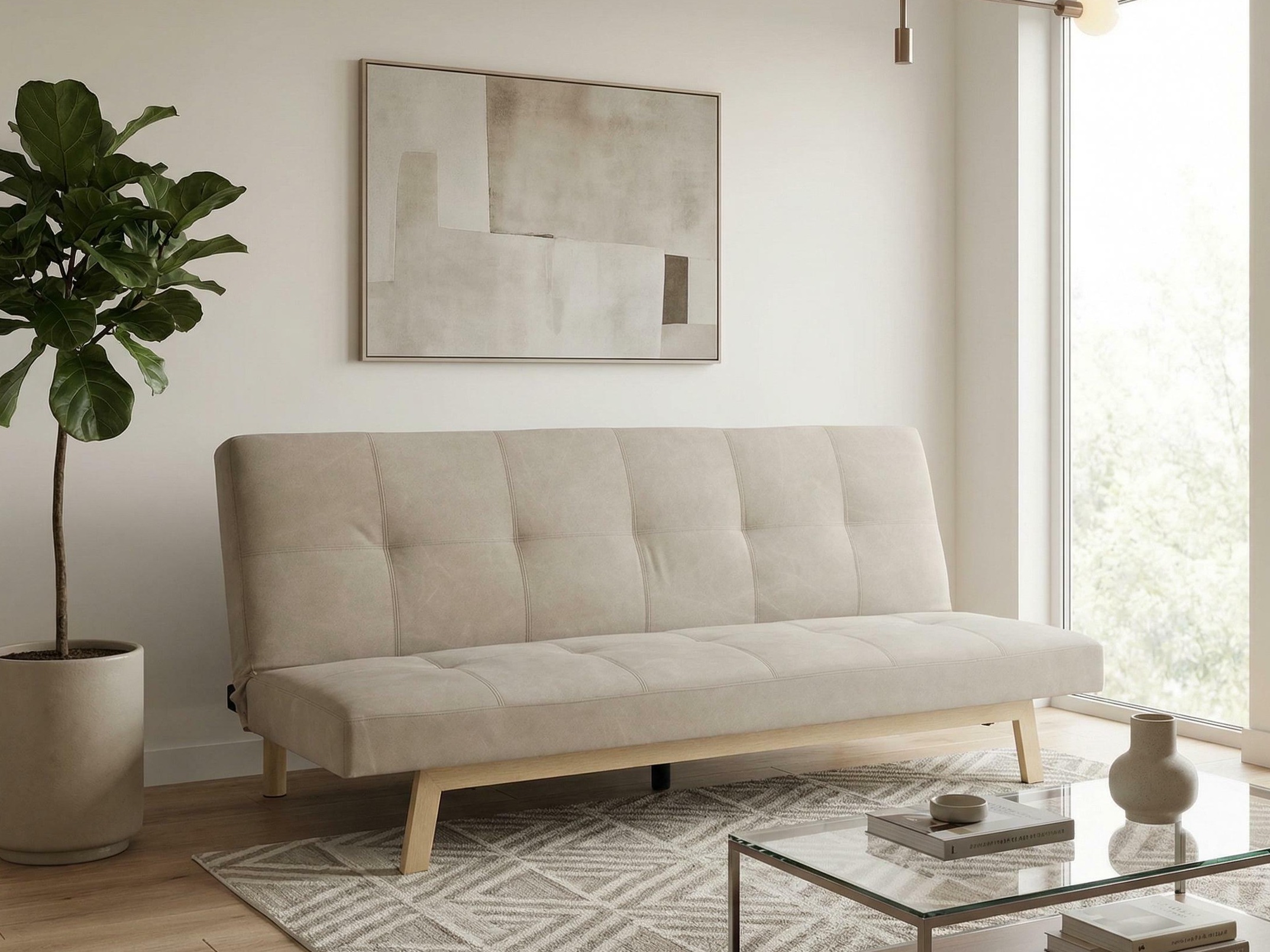 Canapé convertible Dallas 1710 (Beige + Chêne)