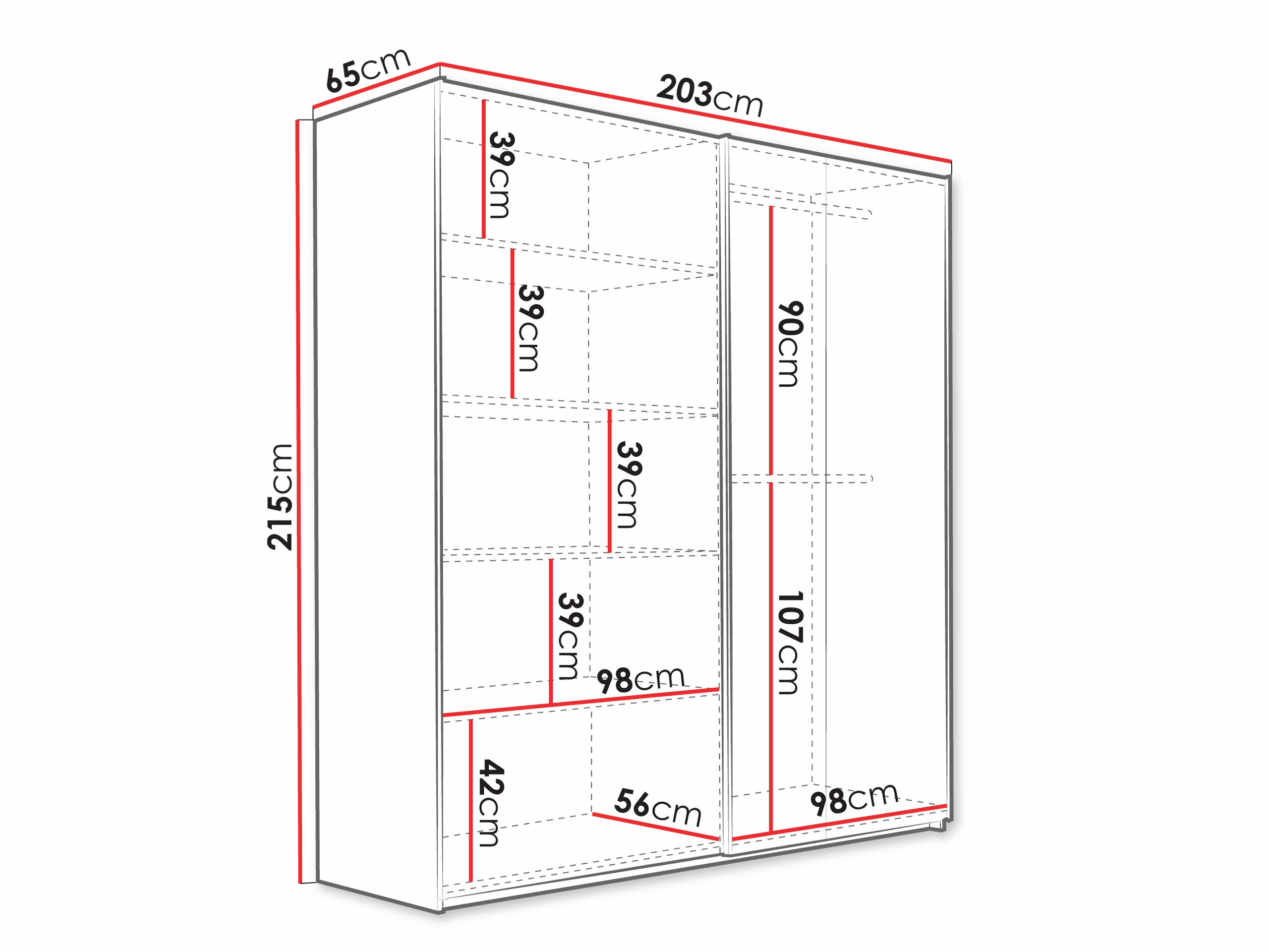 Armoire Honolulu 253 (Blanc + Chêne wotan)