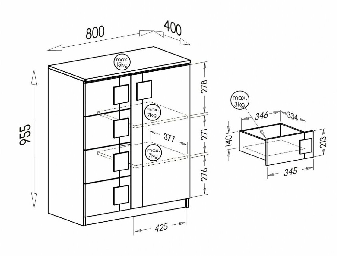 Commode Elmenou 102 (Blanc + Anthracite)