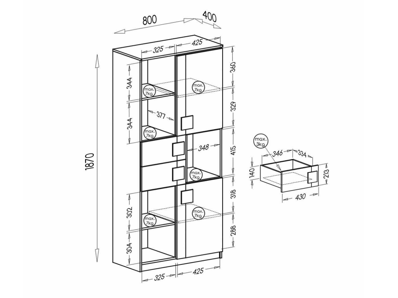 Étagère Elmenou 101 (Blanc + Anthracite)