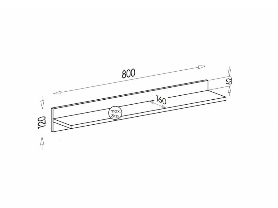 Étagère murale Elmenou 104 (Anthracite)