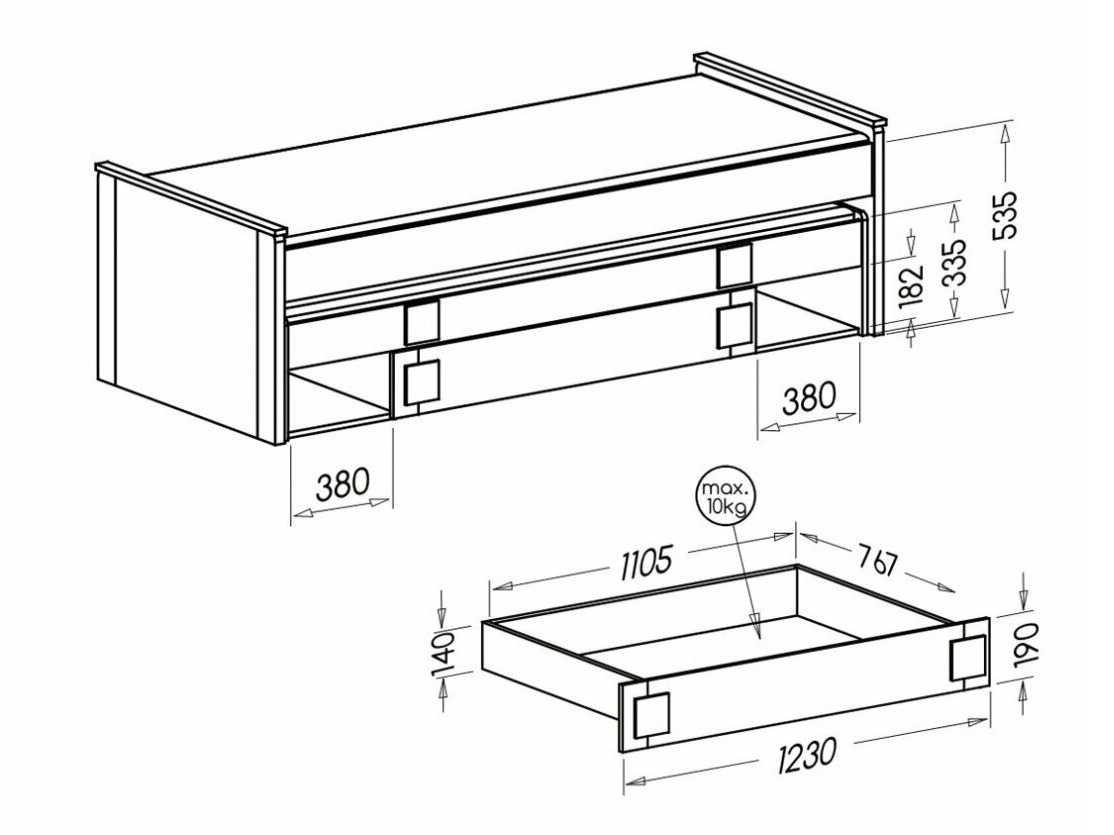 Lit Elmenou 115 (Blanc + Anthracite)