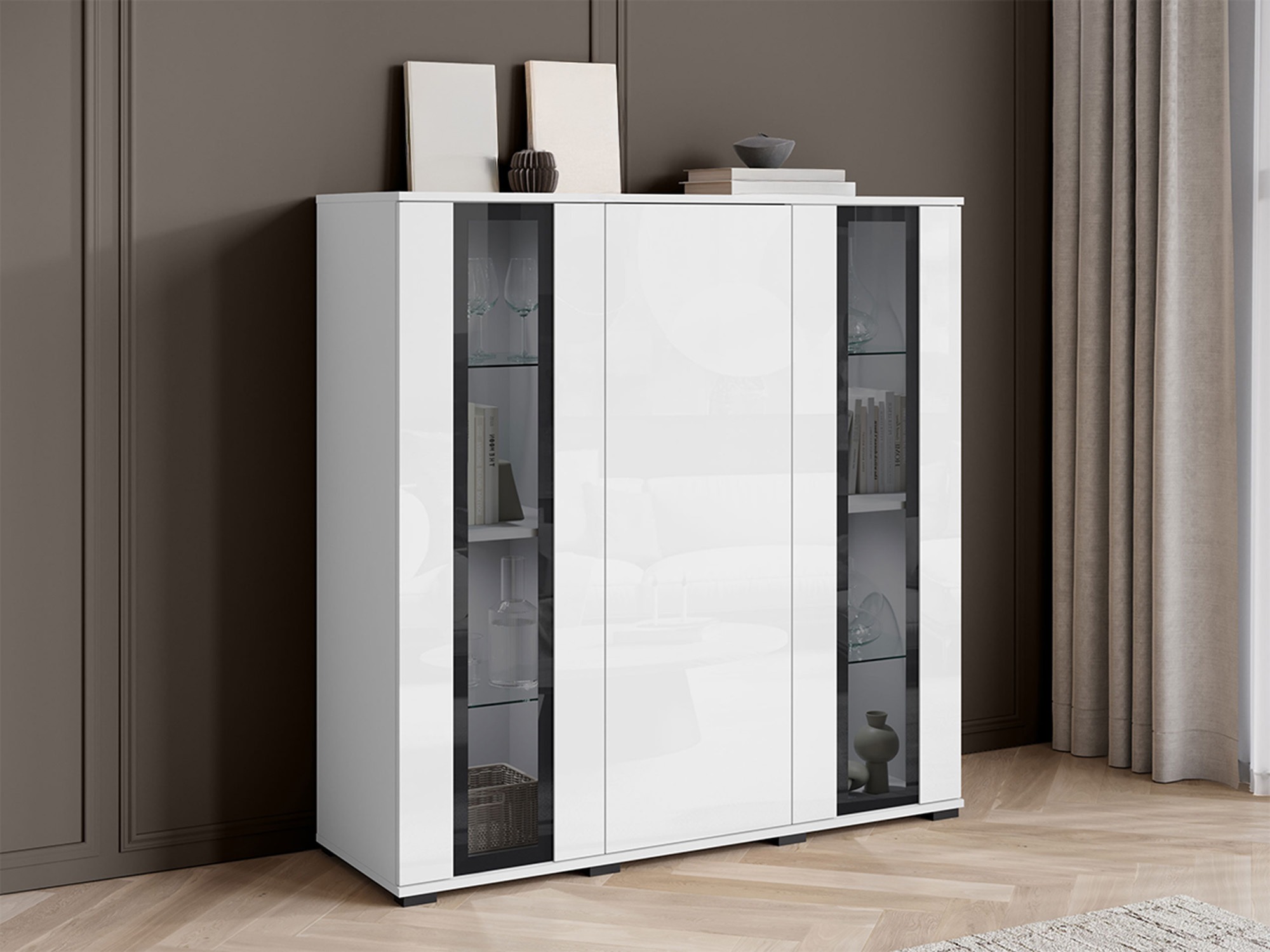 Buffet Torcame 100 (Blanc + Blanc brillant)