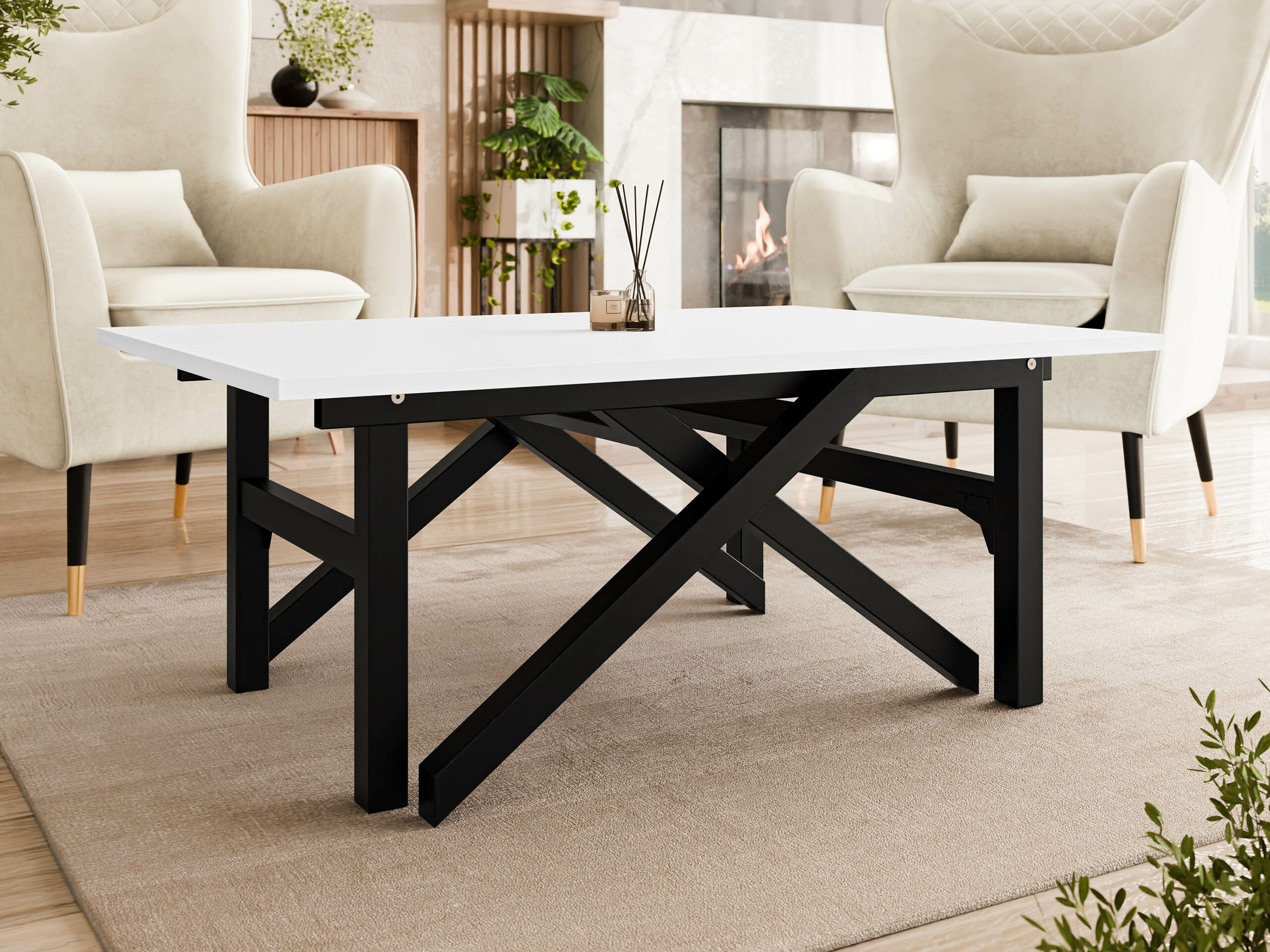 Table basse transformable Oswego 151 (Blanc + Noir)