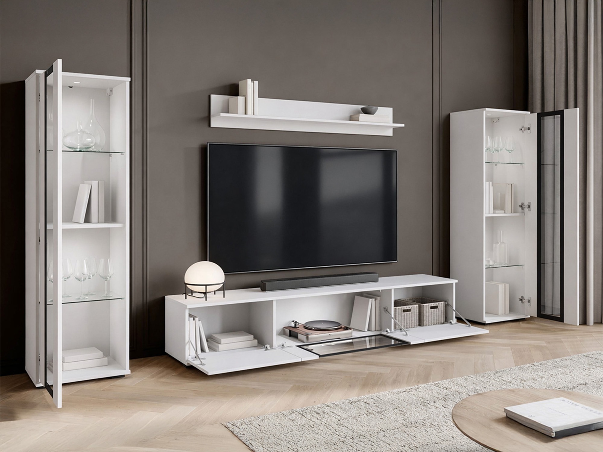 Ensemble de salon Torcame 103 (Blanc + Blanc brillant)