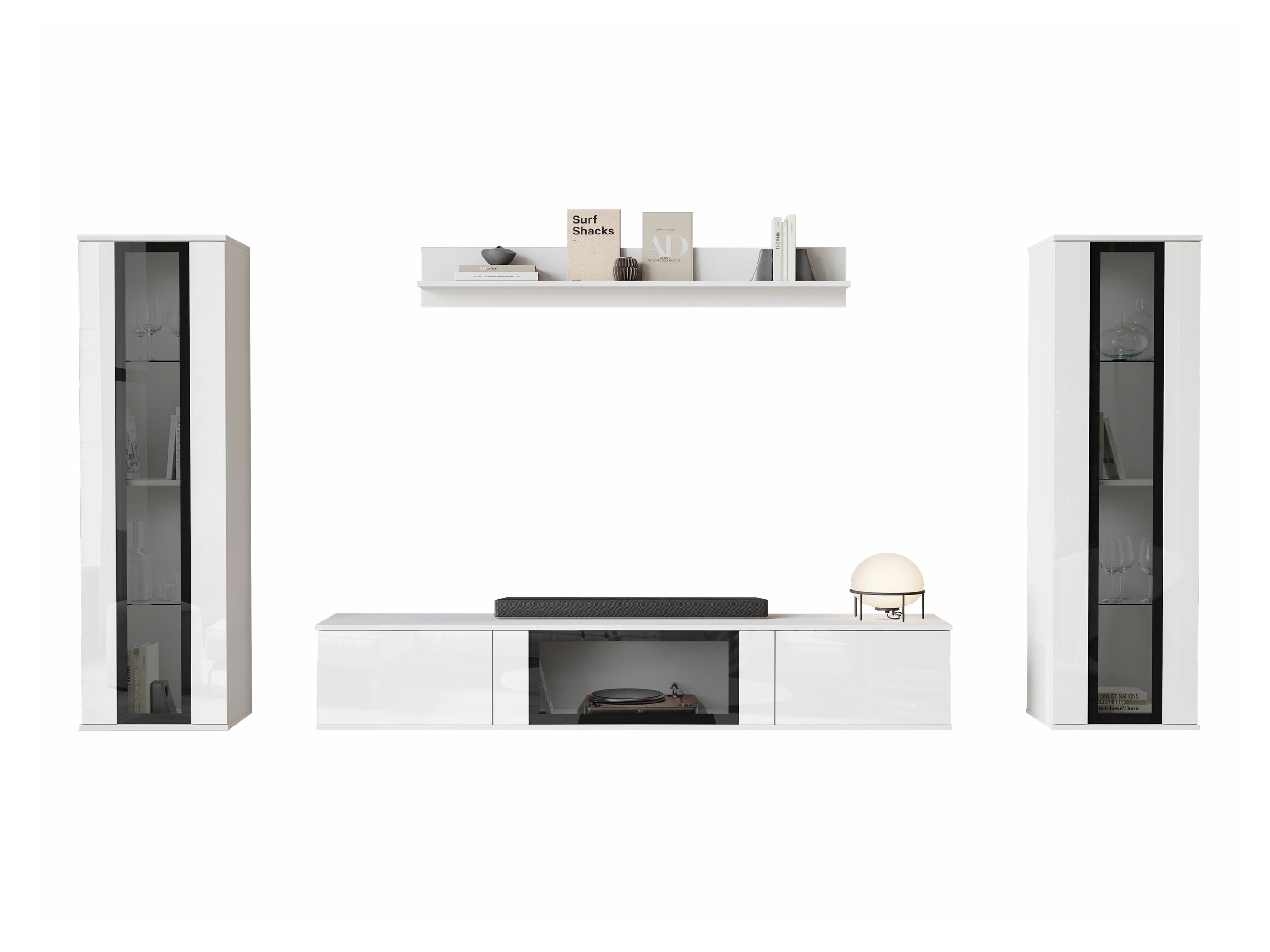 Ensemble de salon Torcame 103 (Blanc + Blanc brillant)