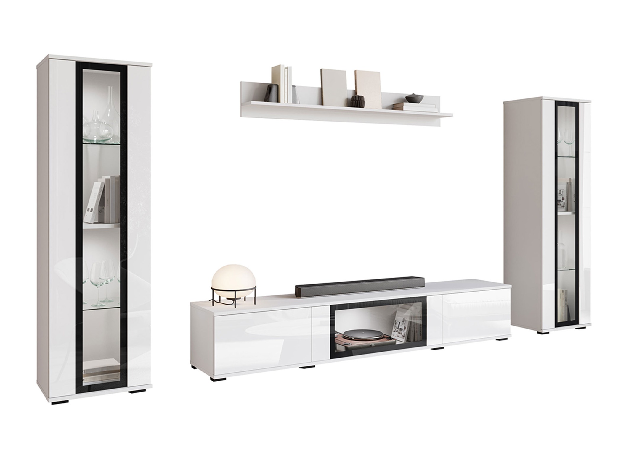 Ensemble de salon Torcame 103 (Blanc + Blanc brillant)