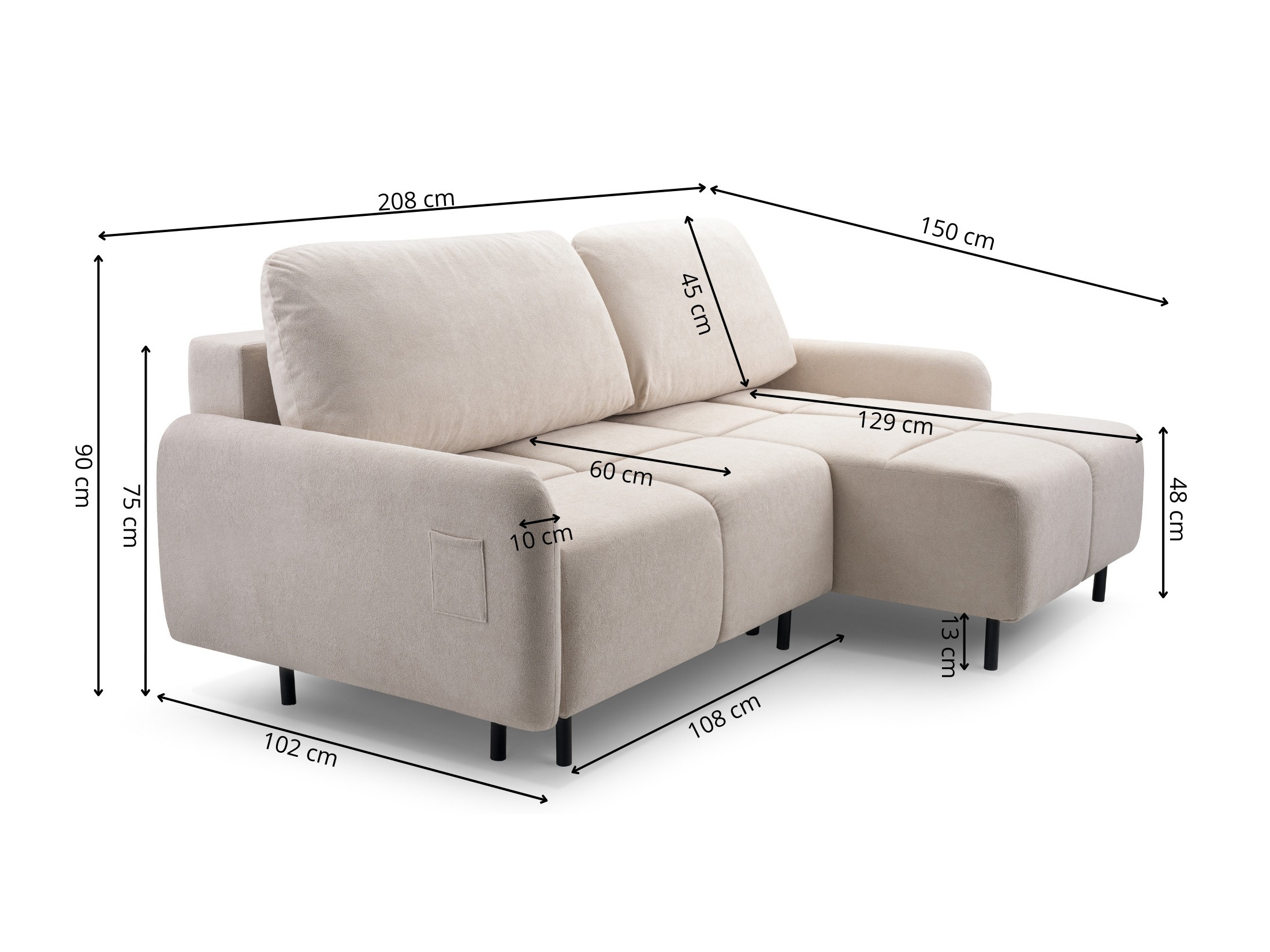 Canapé d'angle Lufkin 155 (Gerra 80)