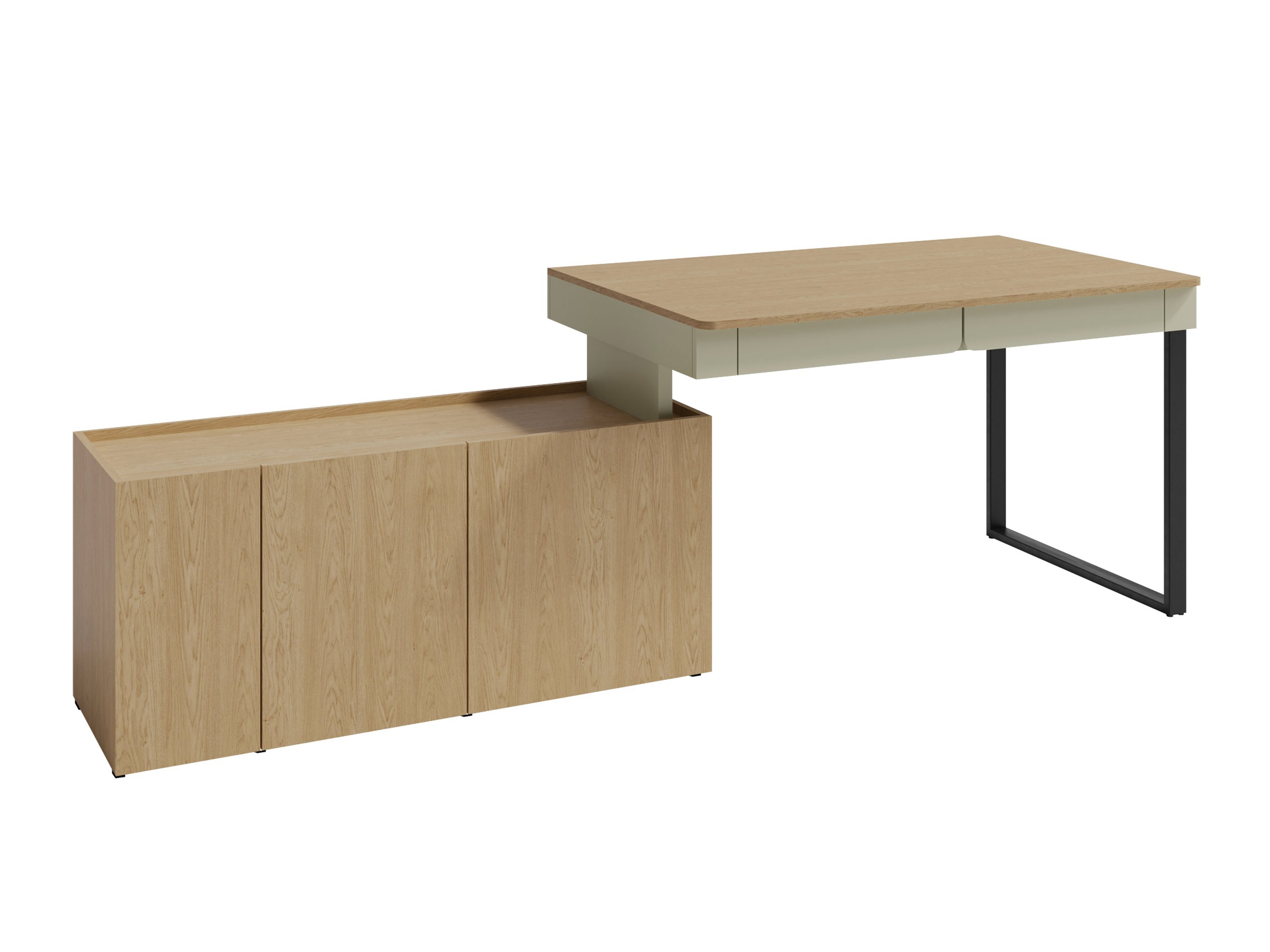 Bureau d'angle Fiosono 110 (Vert poussiéreux + Chêne)