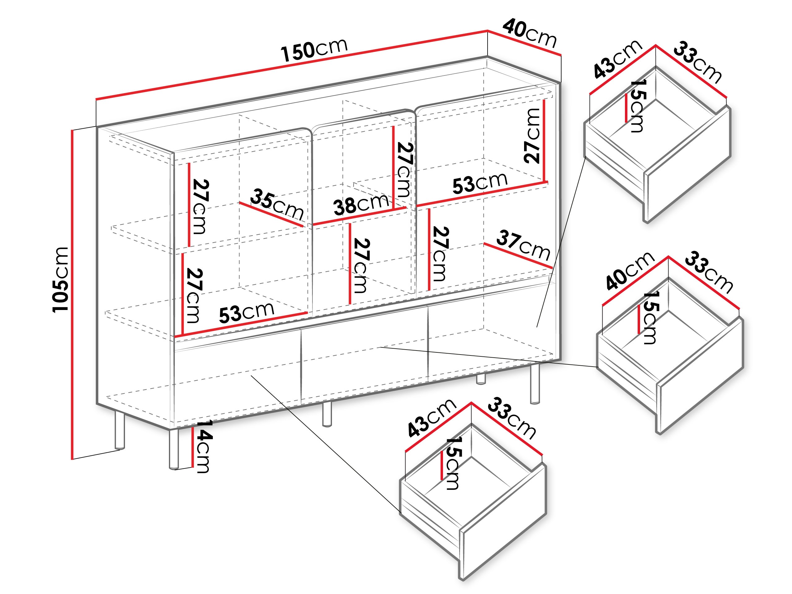 Commode Fiosono 106 (Vert poussiéreux + Chêne)
