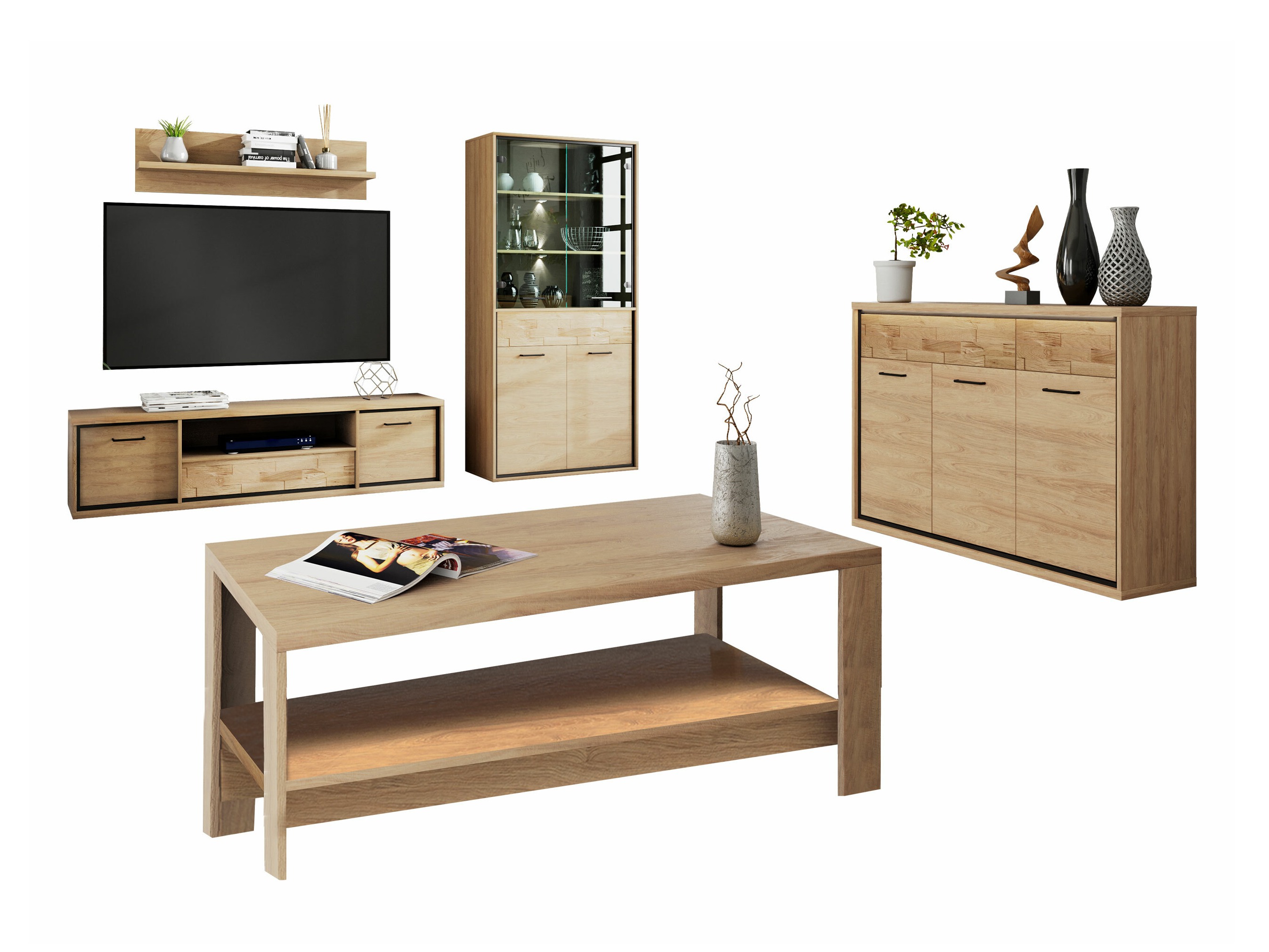 Ensemble de salon Etrmoni 118 (Clair bois + Chêne)