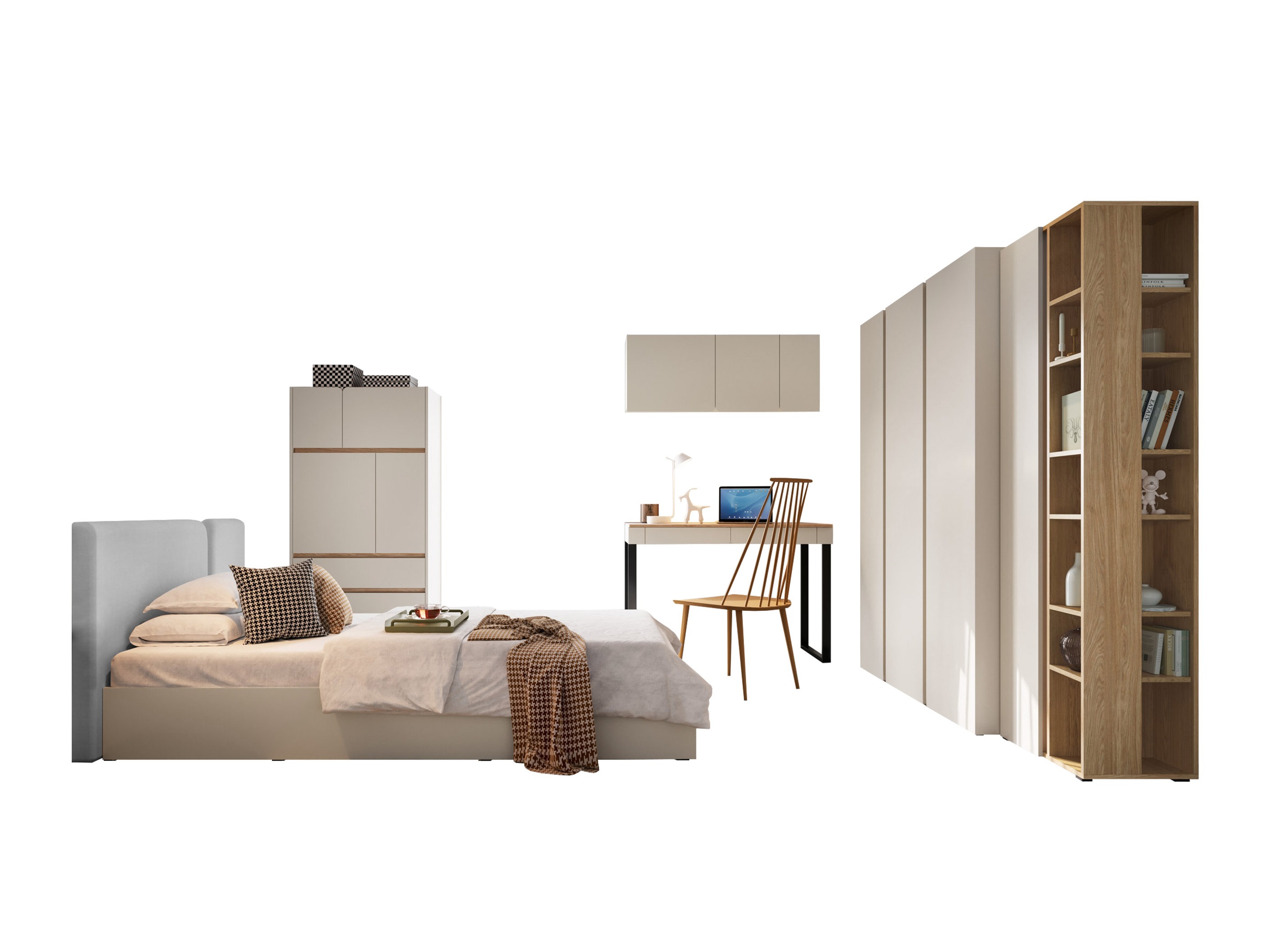 Ensemble de chambre Fiosono 113 (Beige + Chêne clair)