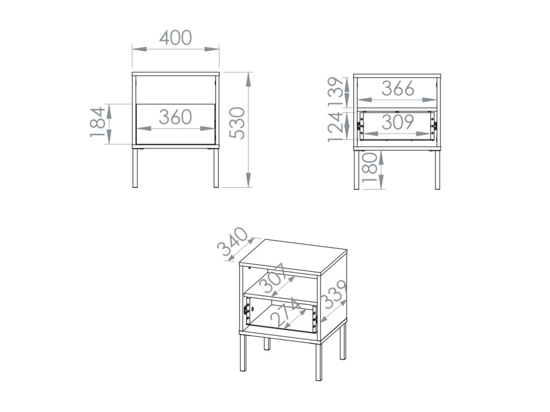 Table de chevet Virsalo 104 (Chêne)