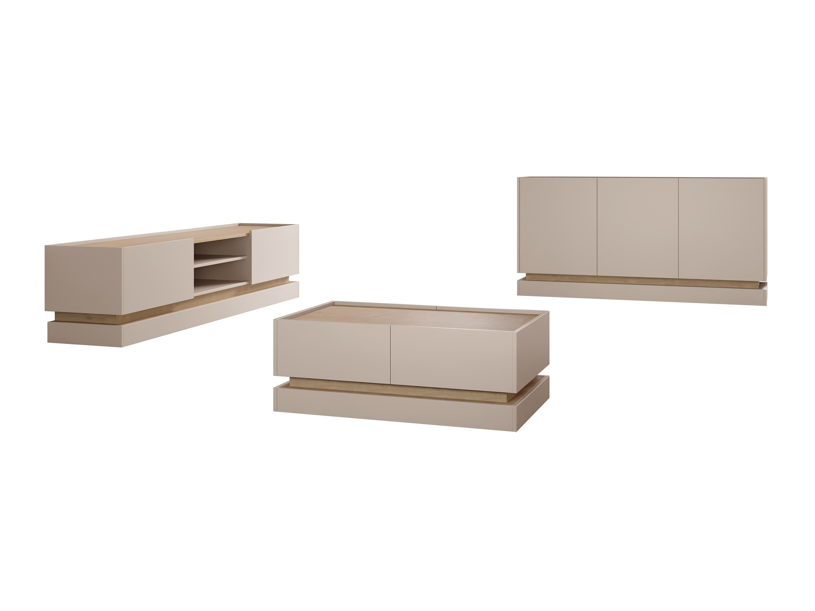 Ensemble de salon Comfivo Tilia (Cachemire + Chêne)