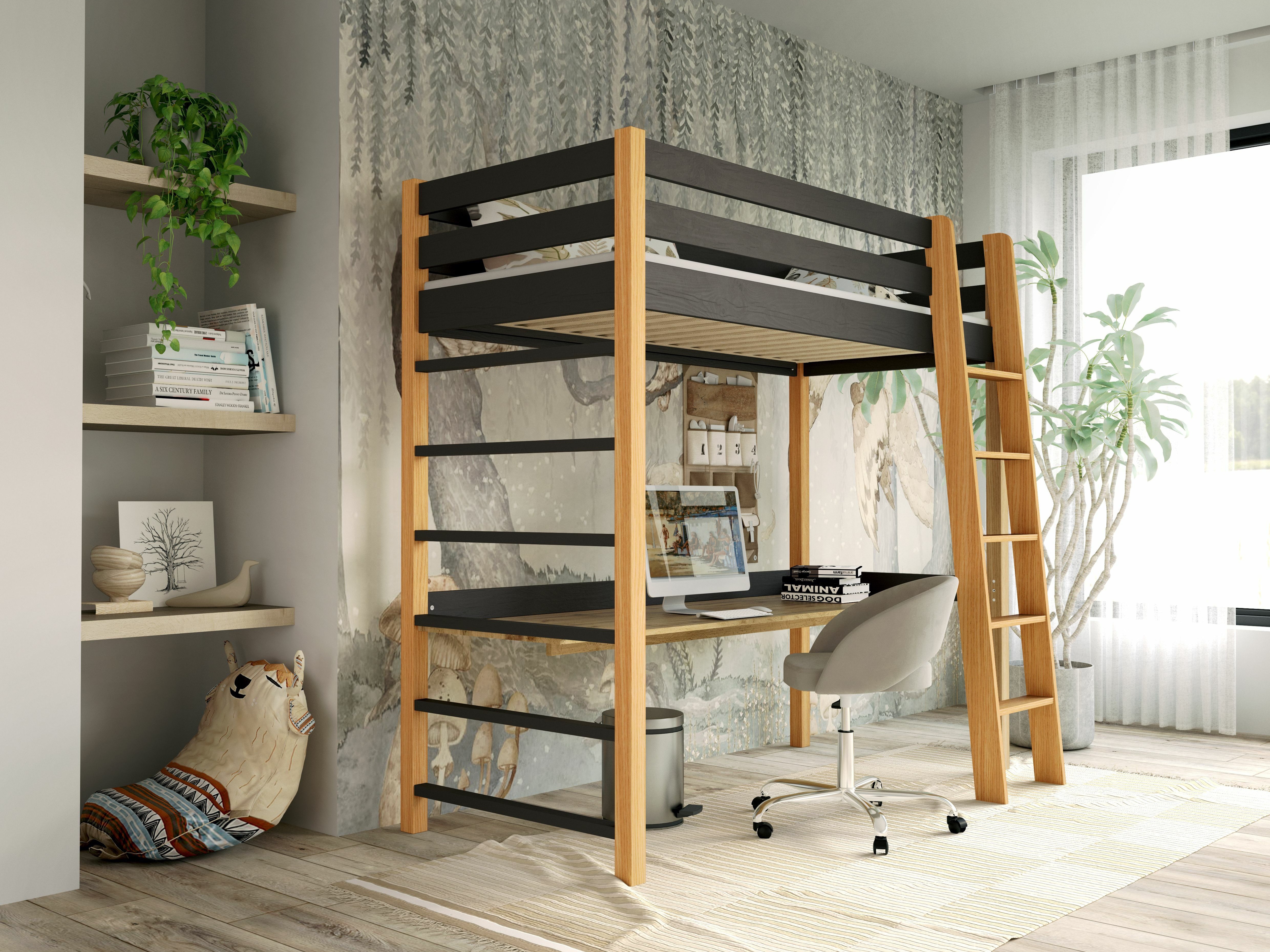 Lit mezzanine Ogden 173 (Noir)