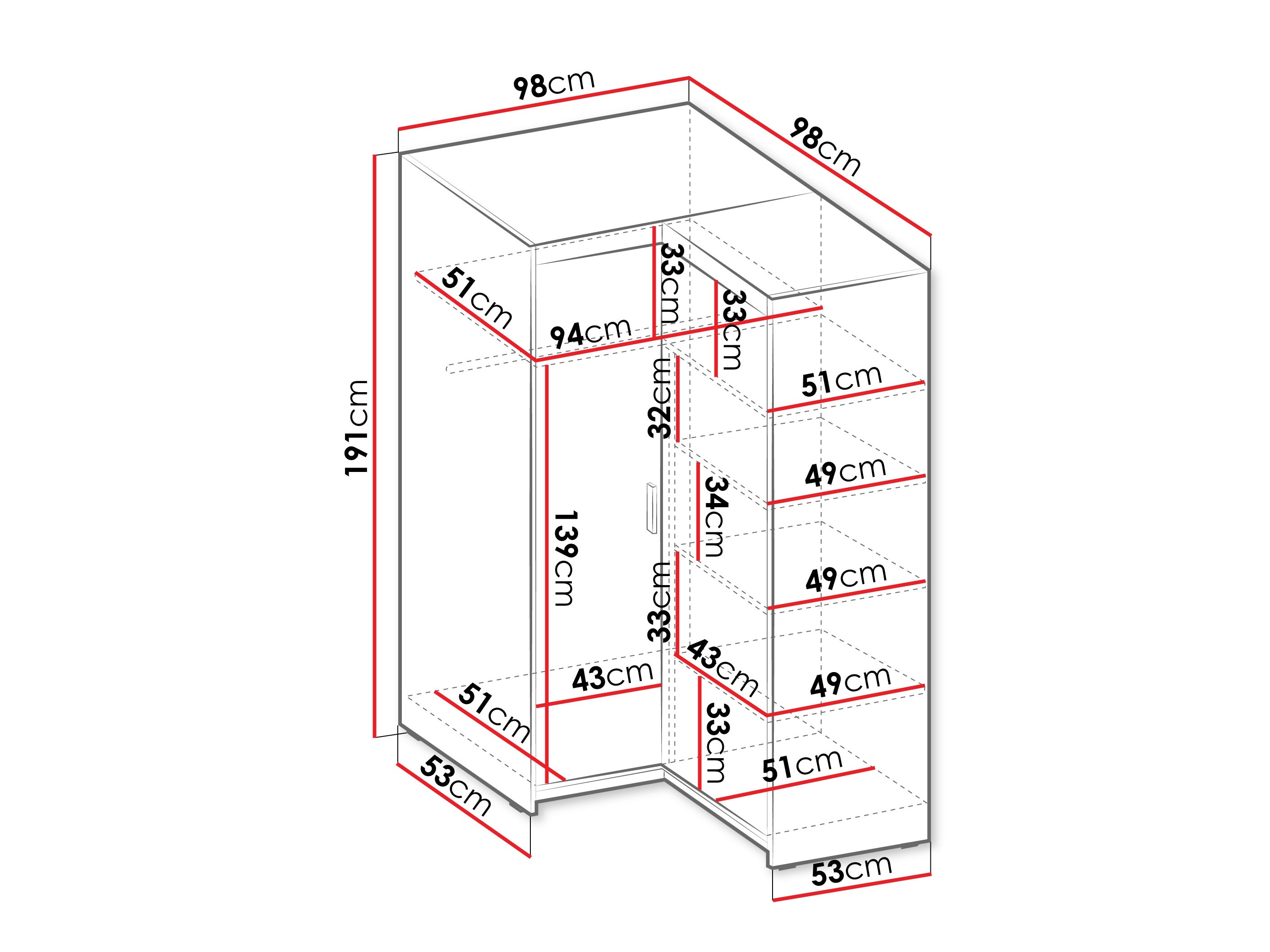 Armoire d'angle Novduni 116 (Beige)