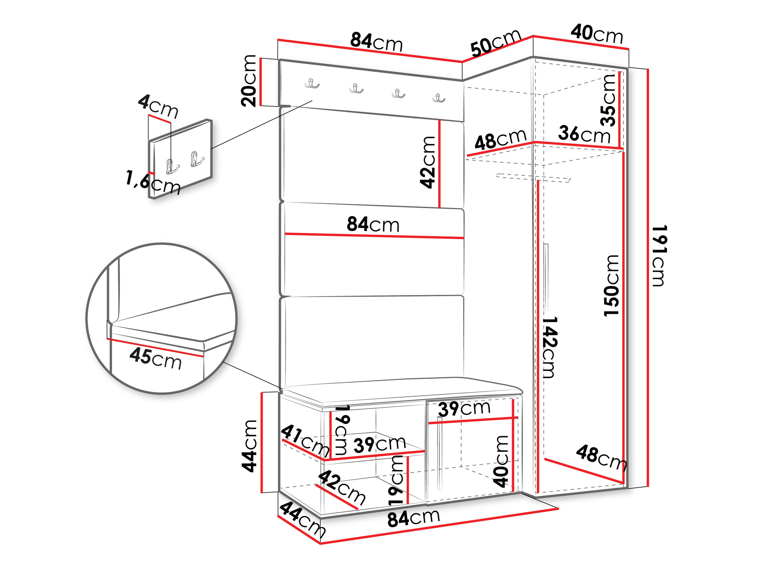 Meuble d'entrée Nitos II (Blanc)