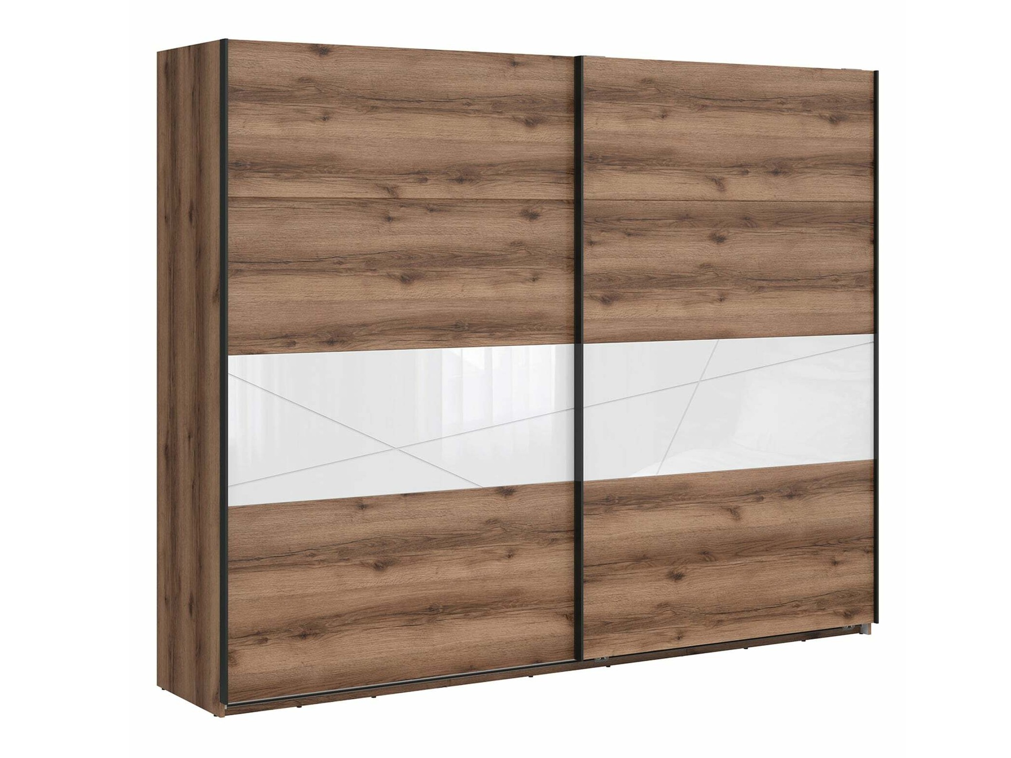 Armoire Fivale 124 (Chêne delano foncé + Blanc brillant)