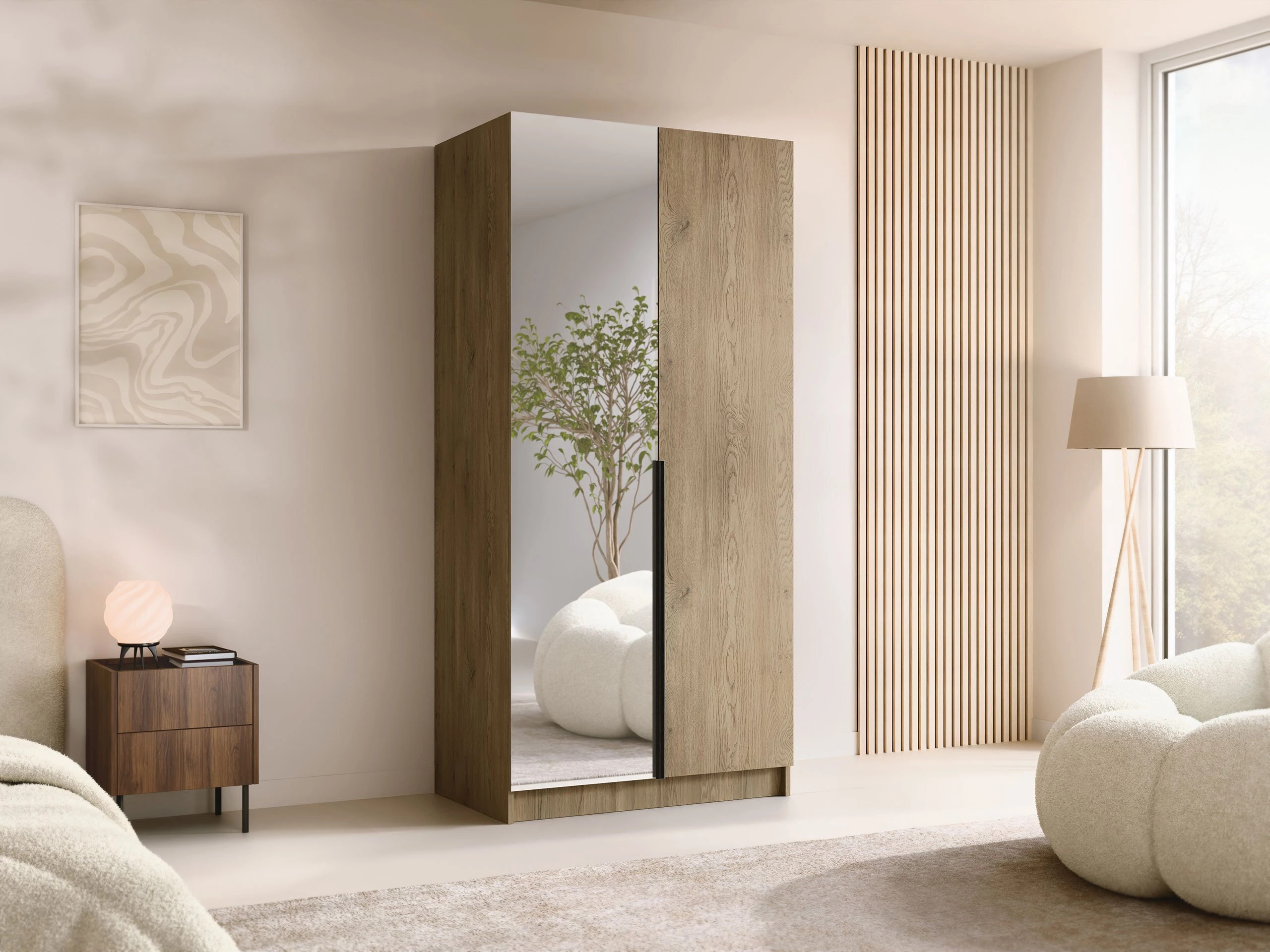 Armoire Closico Staton II (Clair bois + Noir)