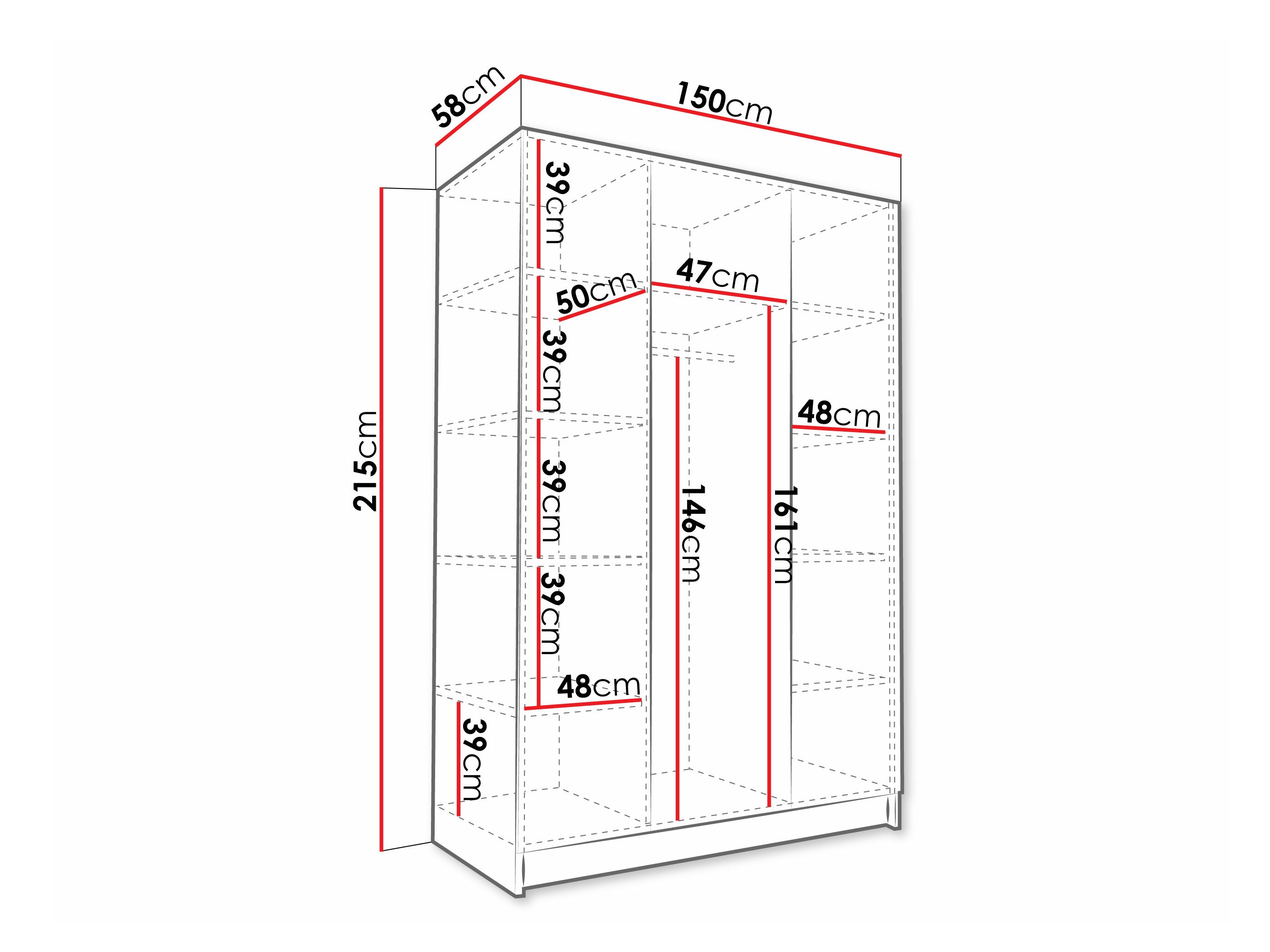 Armoire Closico Decoron III (Blanc + Noir)
