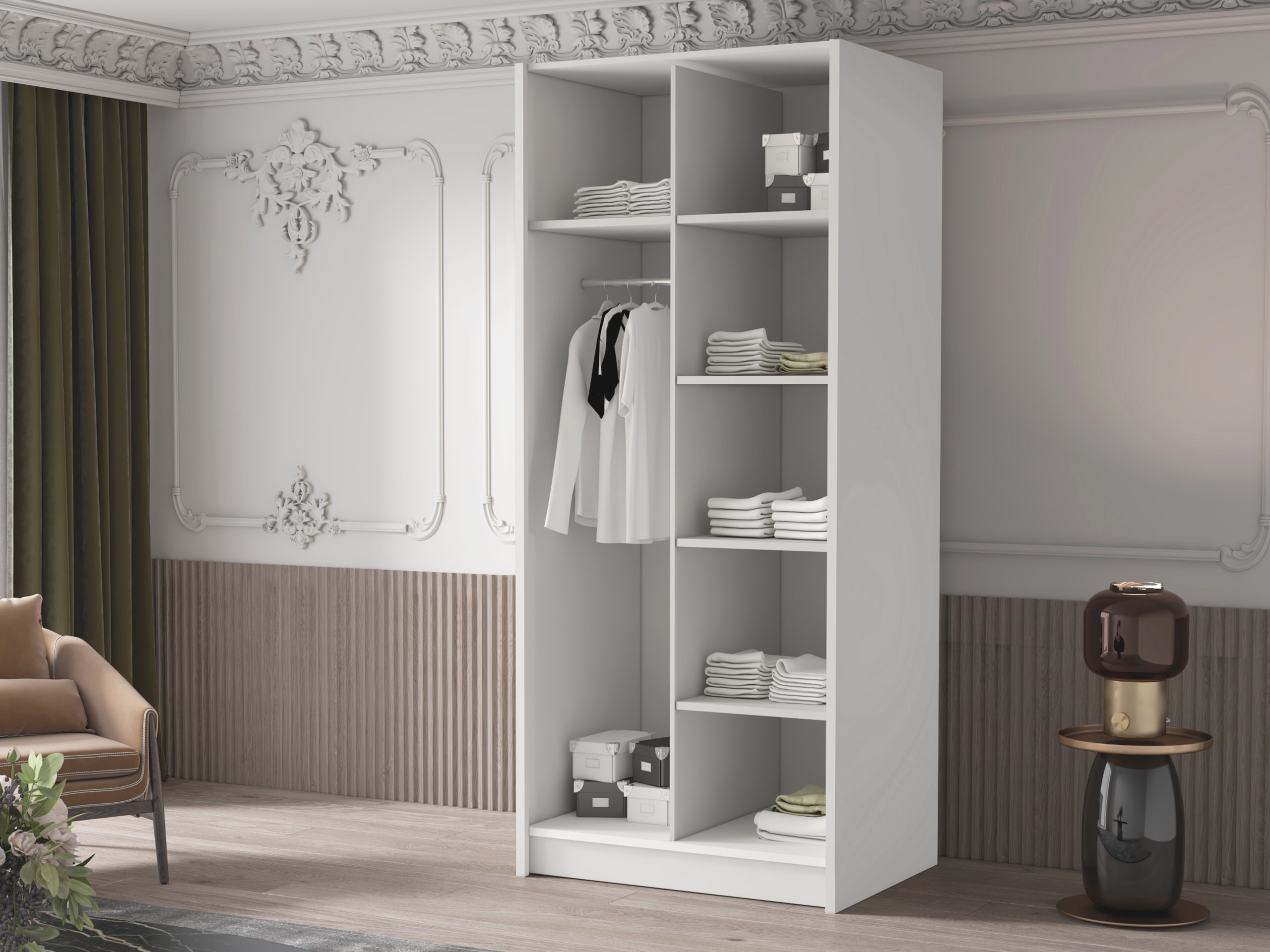 Armoire Closico Staton III (Blanc + Noir)