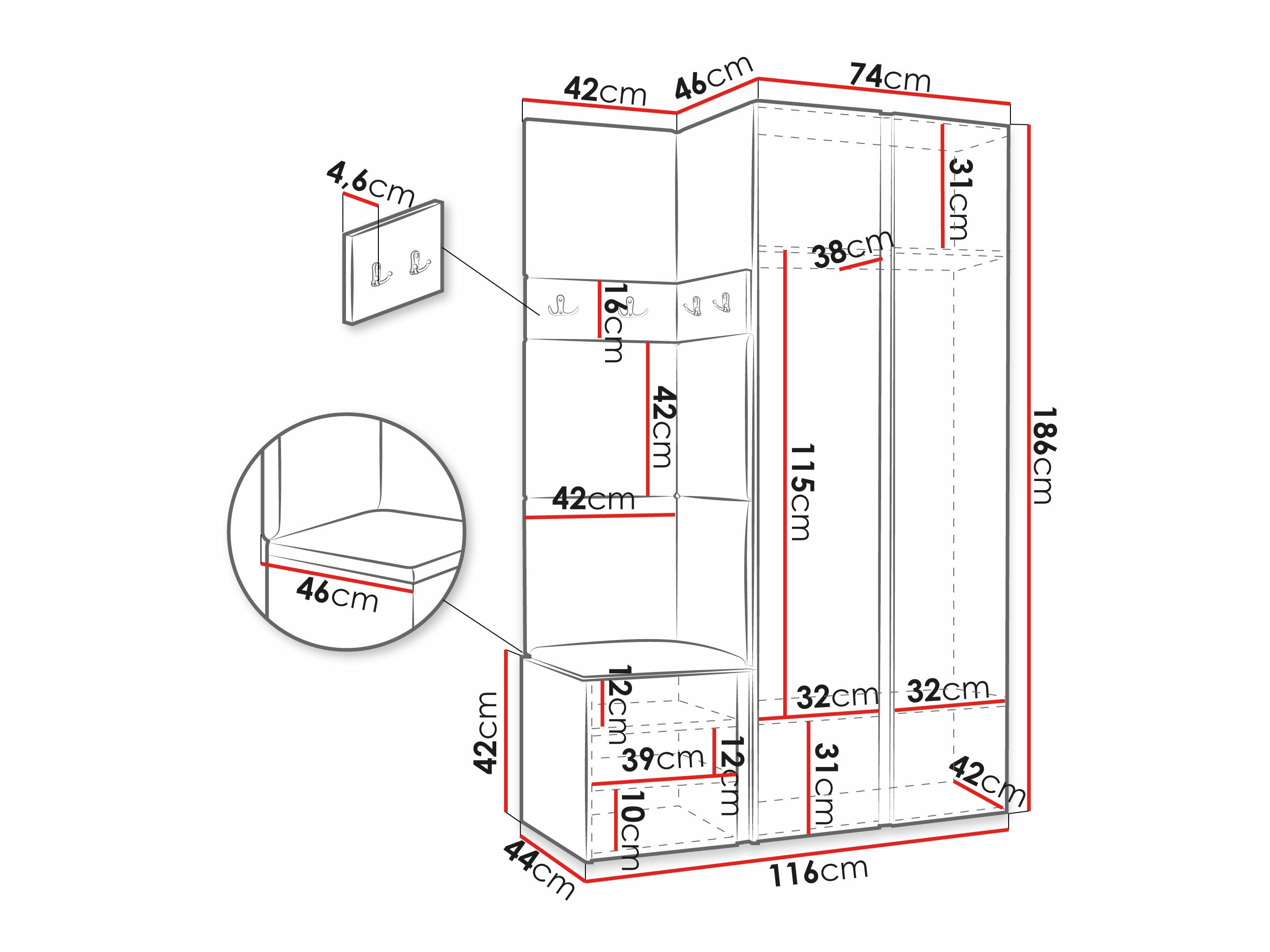 Meuble d'entrée Pinis XXVI (Blanc)