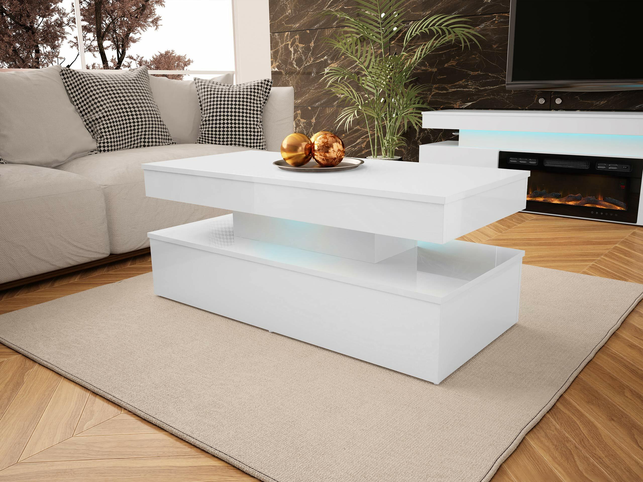 Table basse Monfero (Blanc + Blanc brillant)