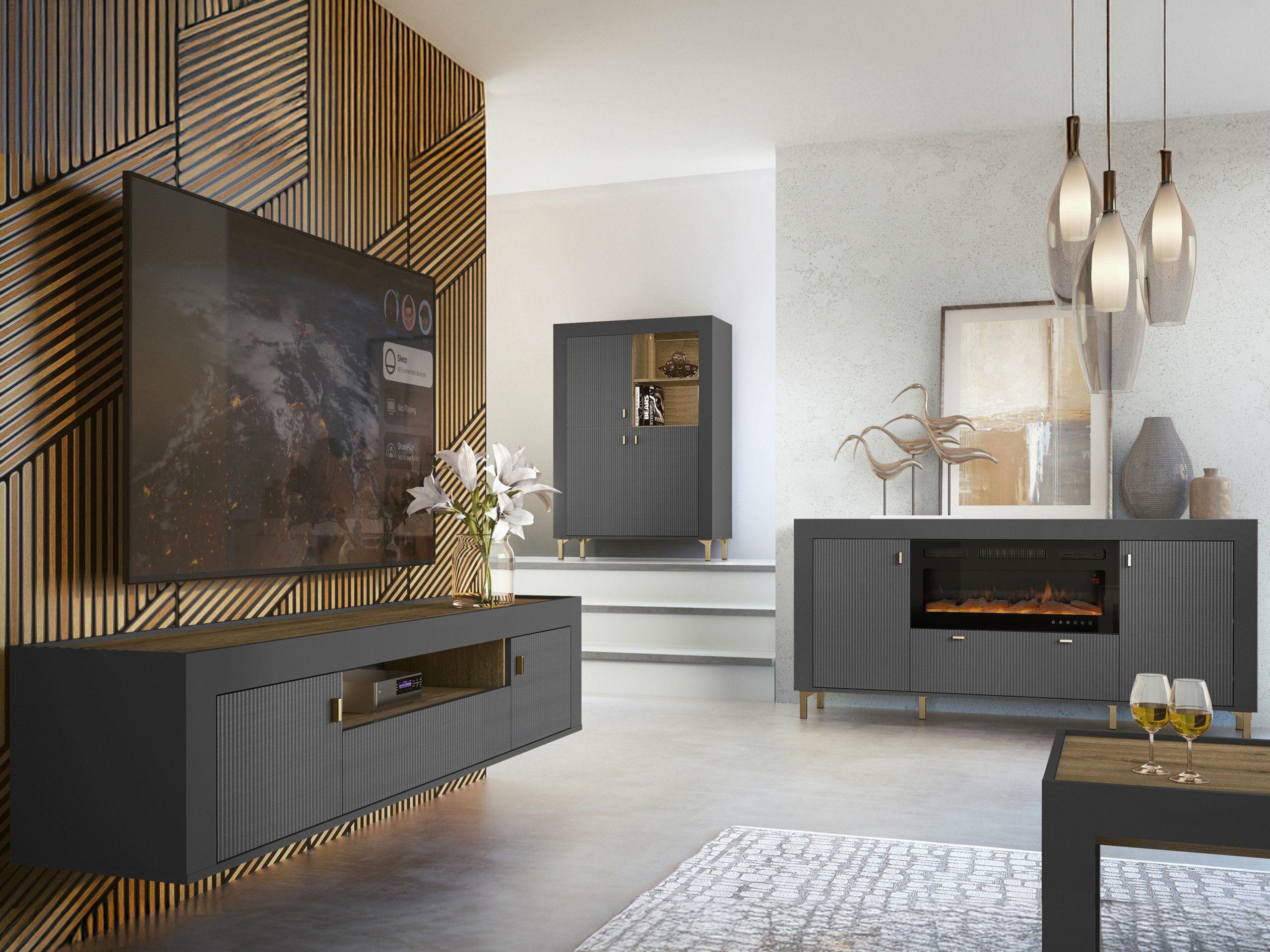 Ensemble de salon Mormavu 115 (Noir mat)