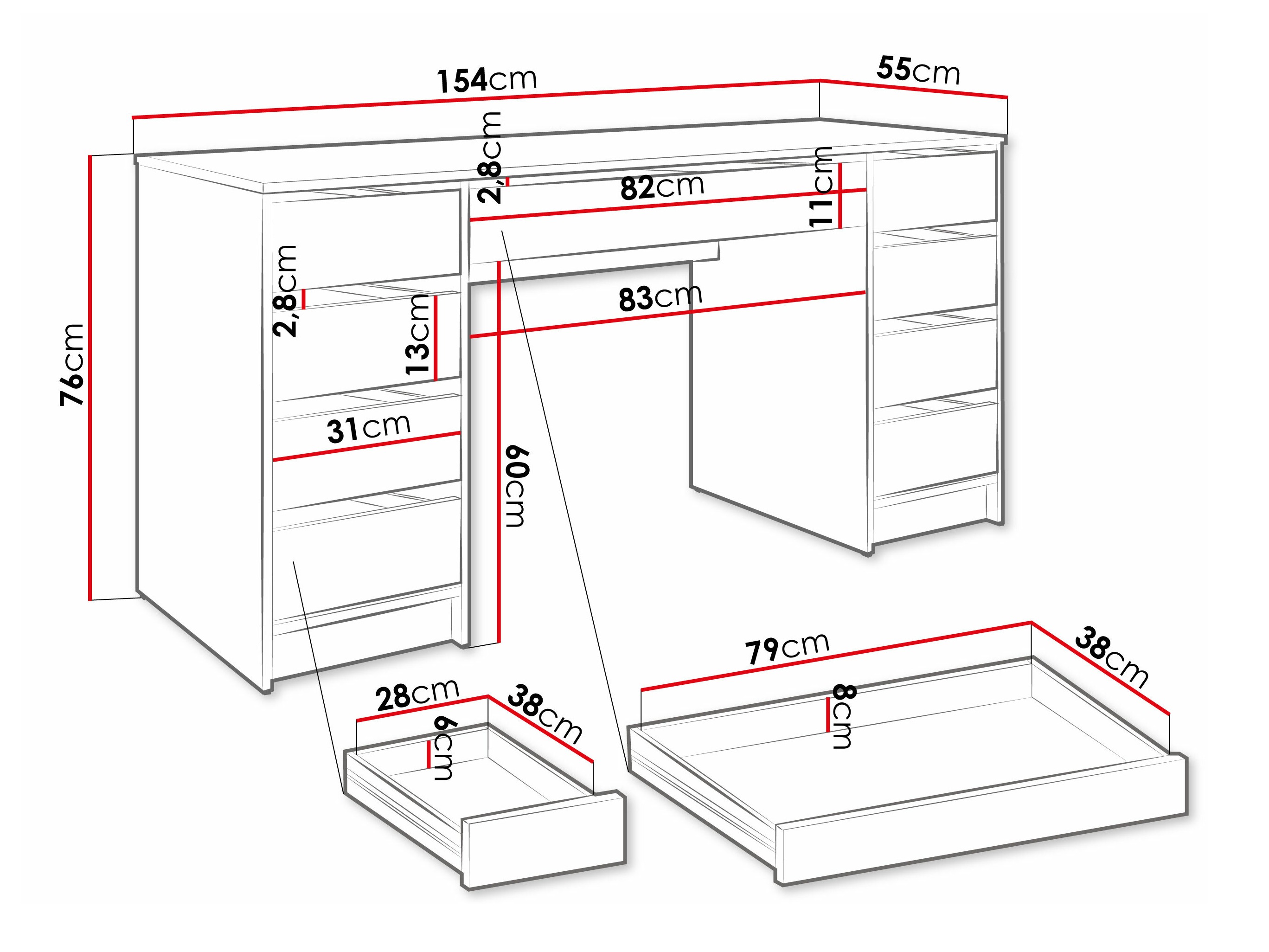 Bureau Comfivo Terros II (Blanc)