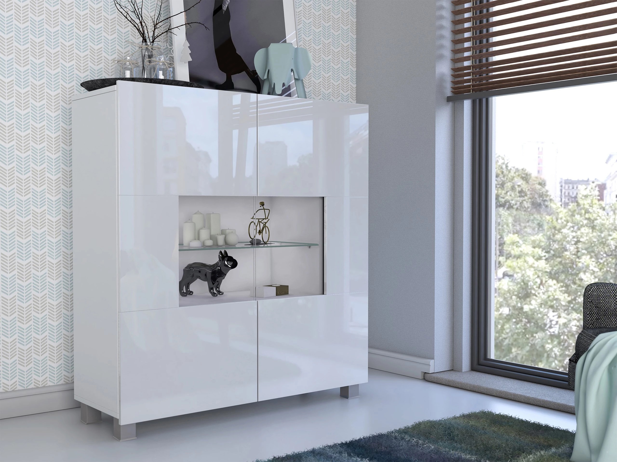 Buffet Remus (Blanc + Blanc brillant)