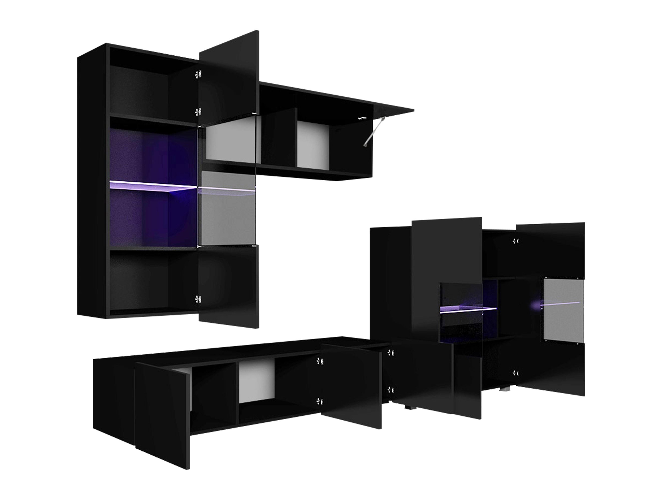 Ensemble de salon Remus III (Noir + Noir brillant)