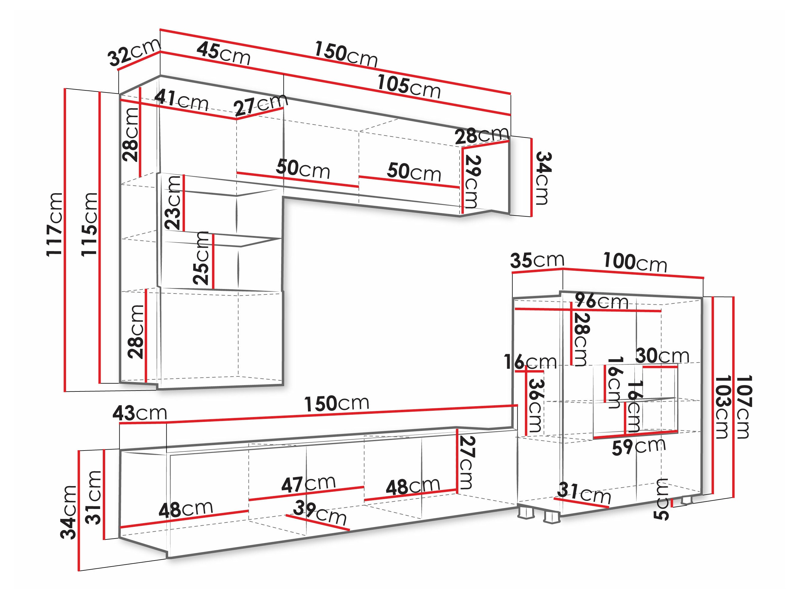 Ensemble de salon Remus III (Noir + Noir brillant)