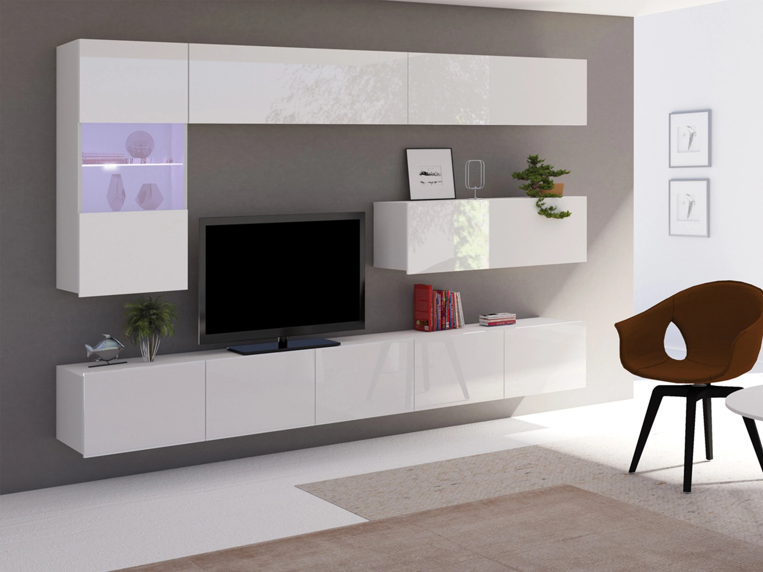 Ensemble de salon Remus IV (Blanc + Blanc brillant)