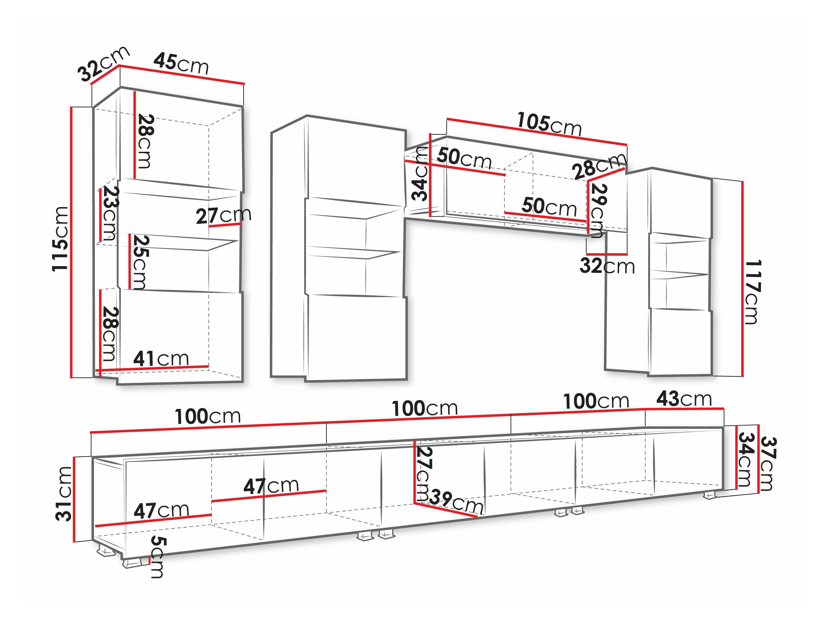 Ensemble de salon Remus XI (Blanc + Blanc brillant)
