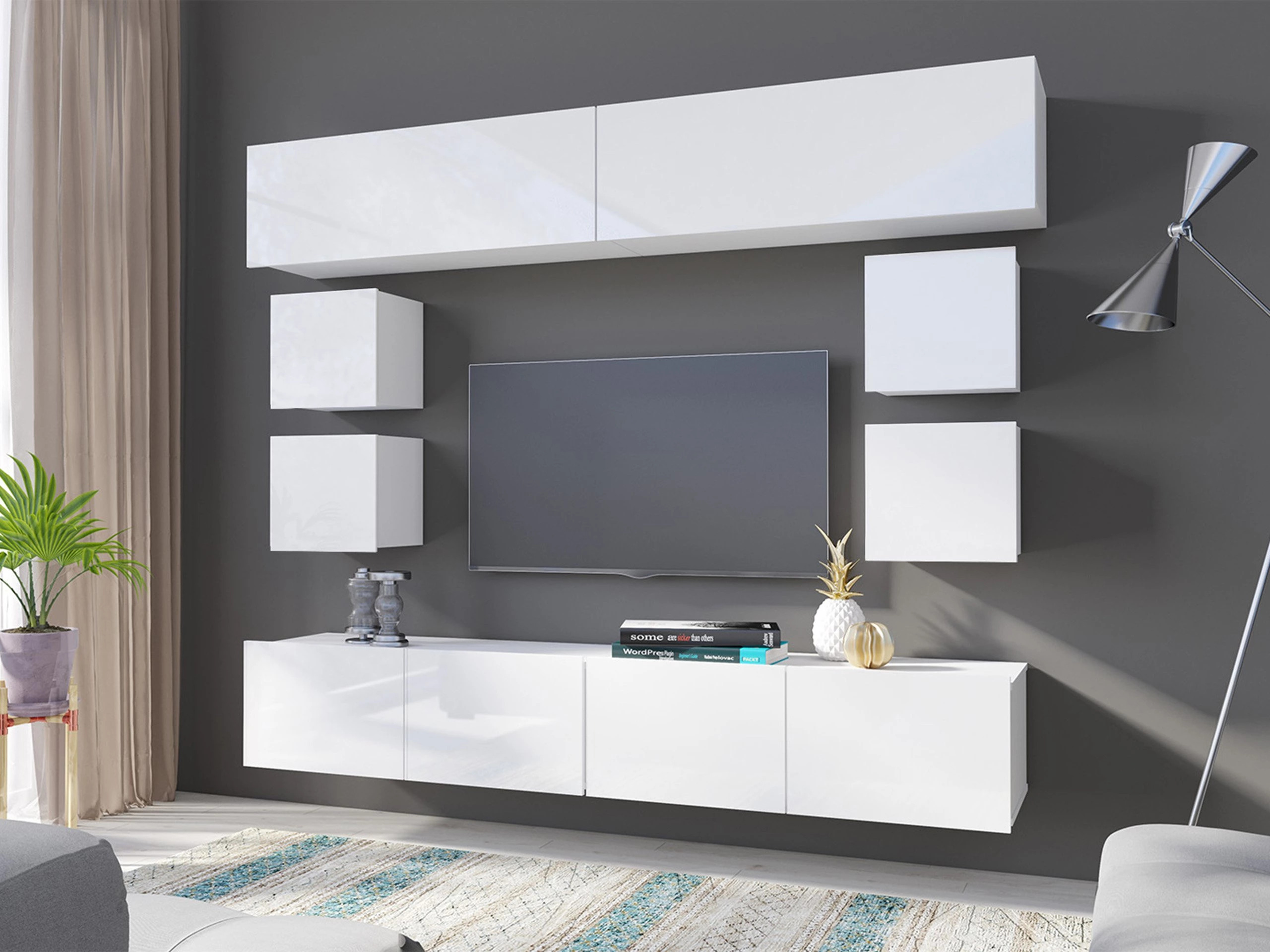 Ensemble de salon Remus XVI (Blanc + Blanc brillant)