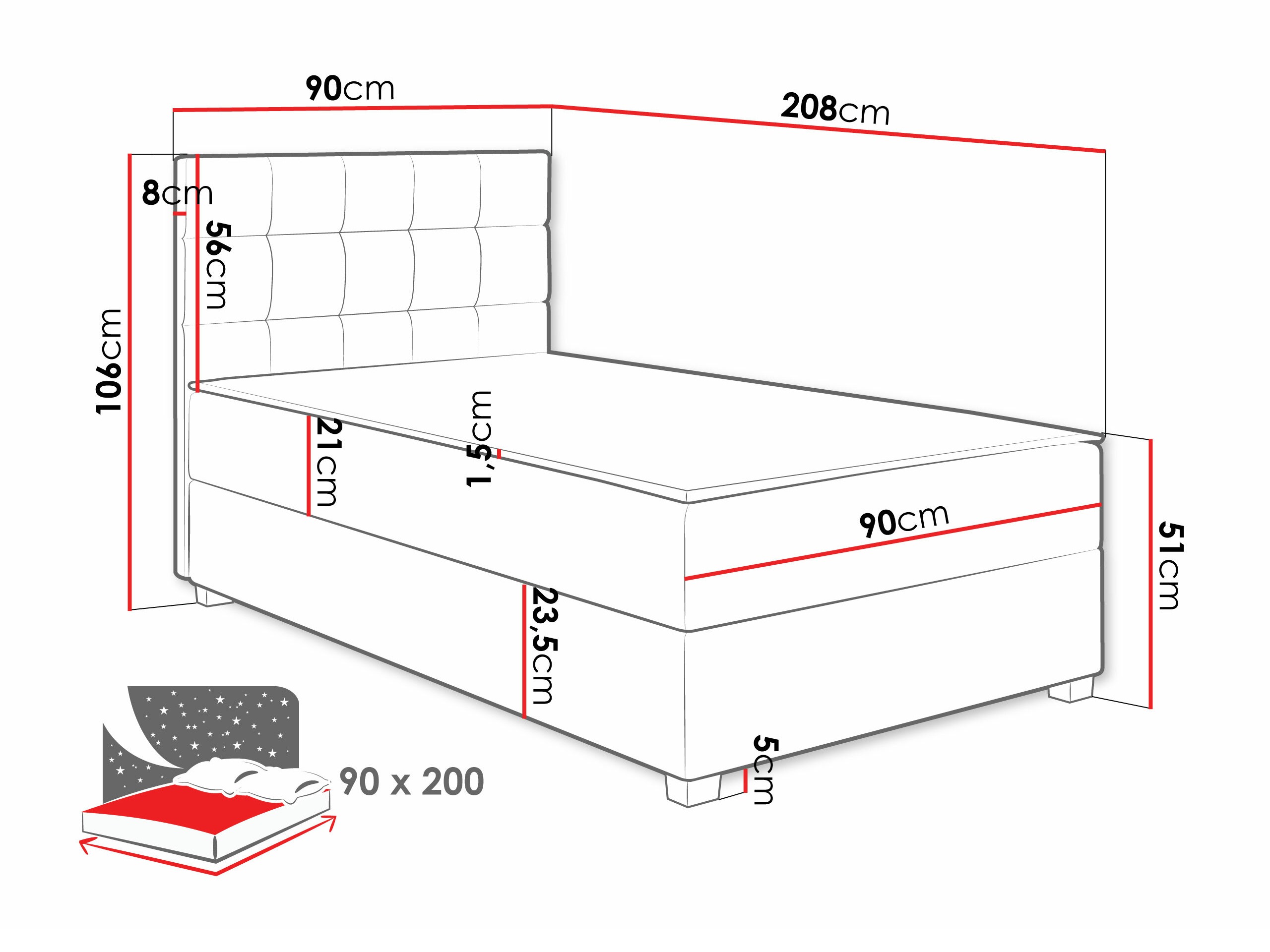 Lit boxspring Sanford 107 (Manila 02)