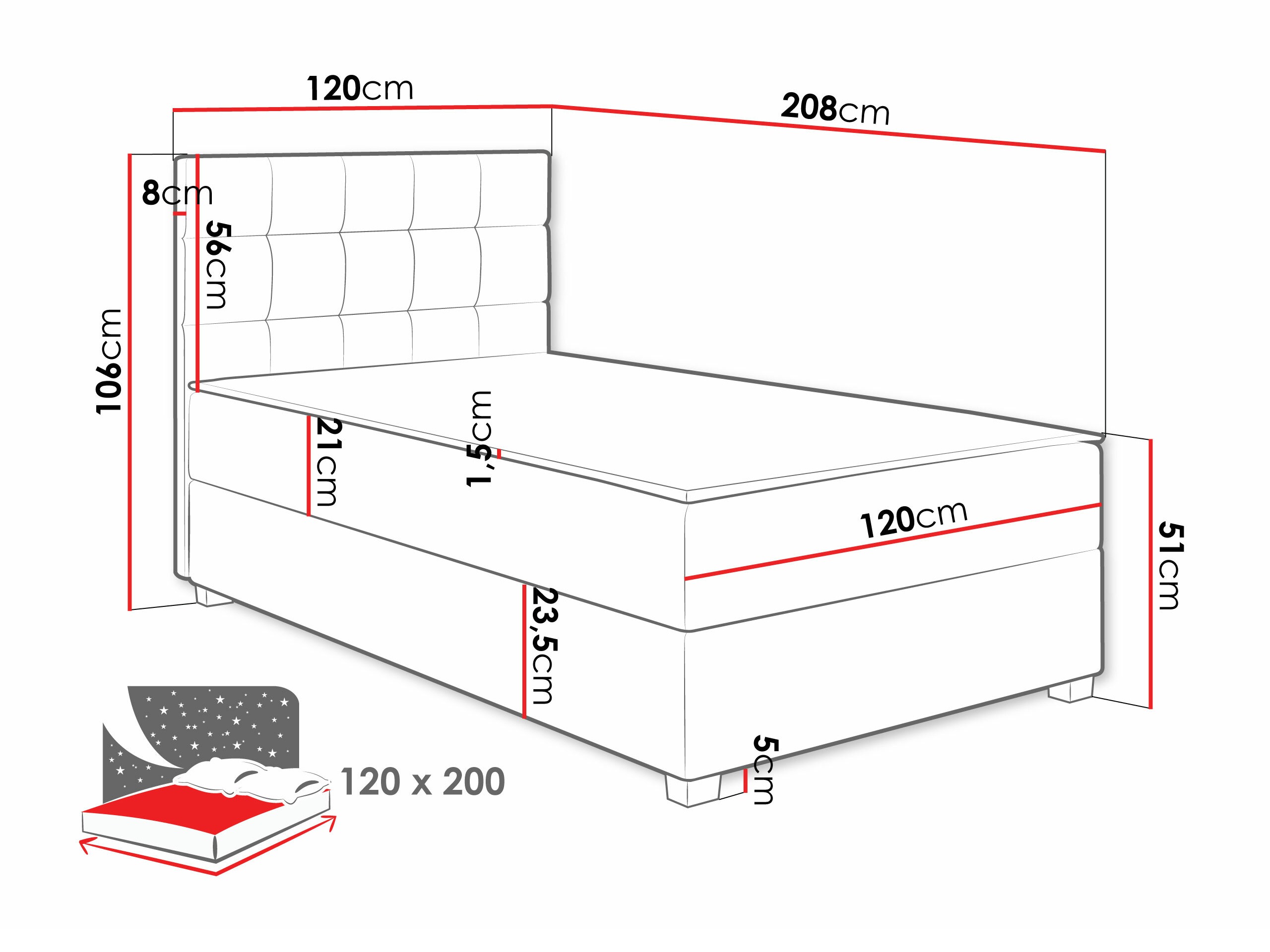 Lit boxspring Sanford 107 (Manila 02)