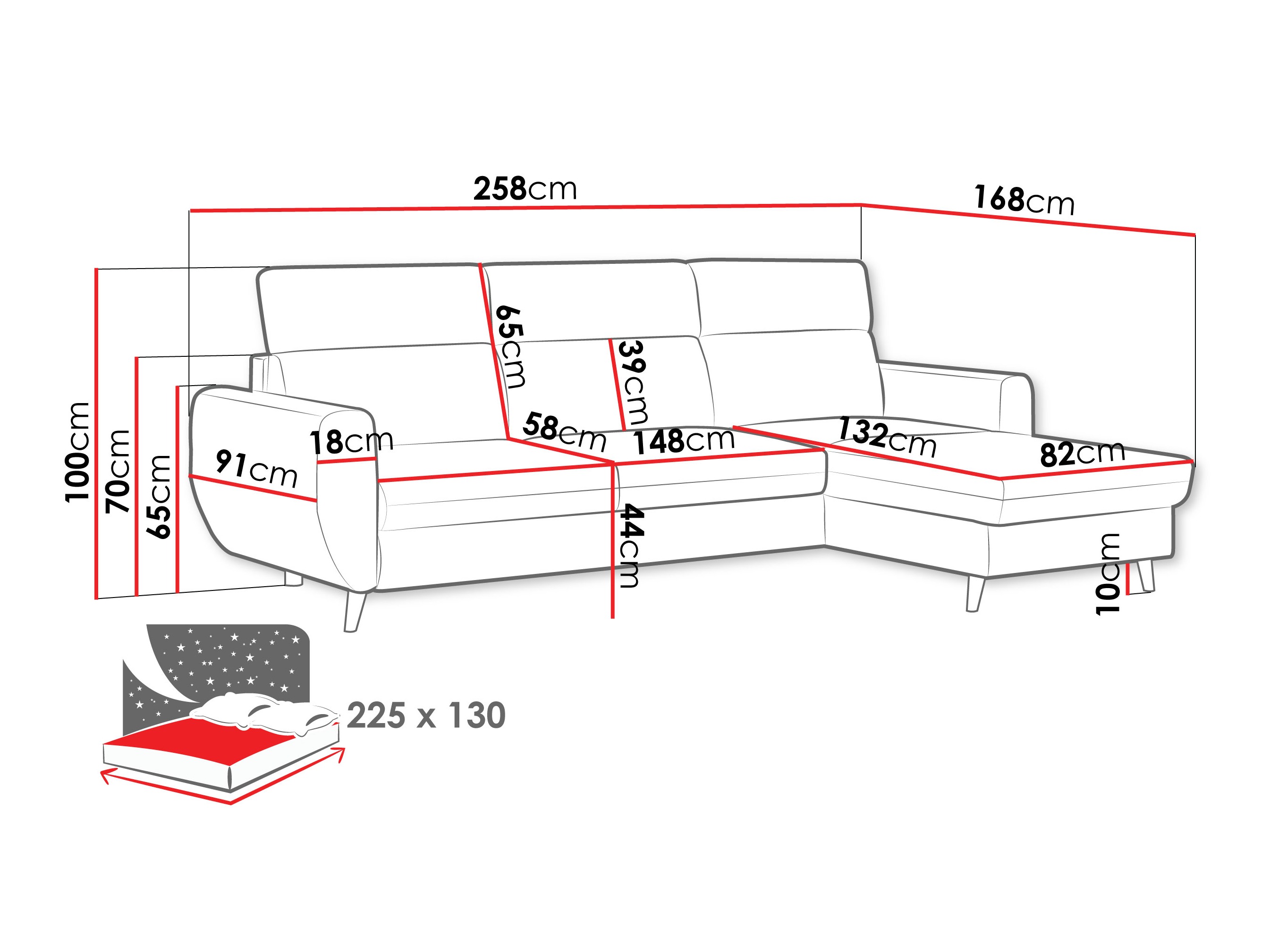 Canapé d'angle Temple 132 (Cruz 35)