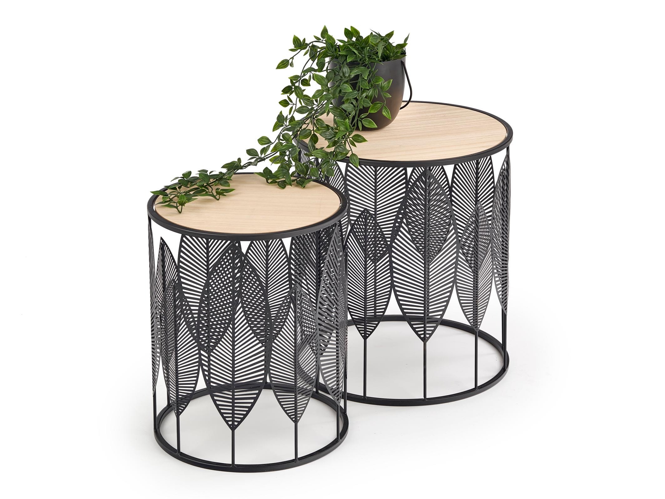 Ensemble de tables d'appoint Houston 974 (Noir + Clair bois)