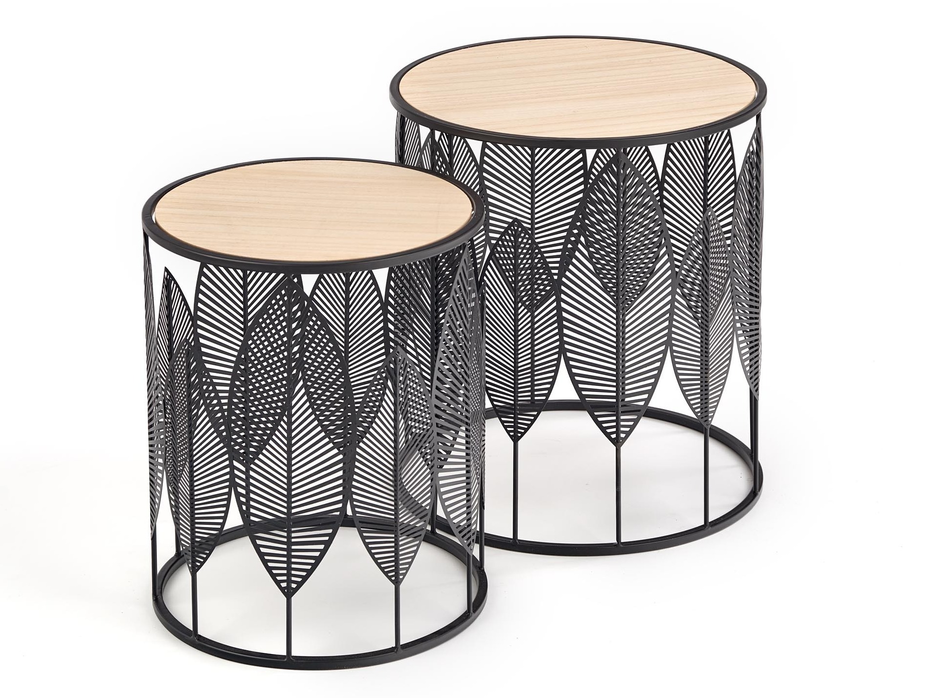 Ensemble de tables d'appoint Houston 974 (Noir + Clair bois)