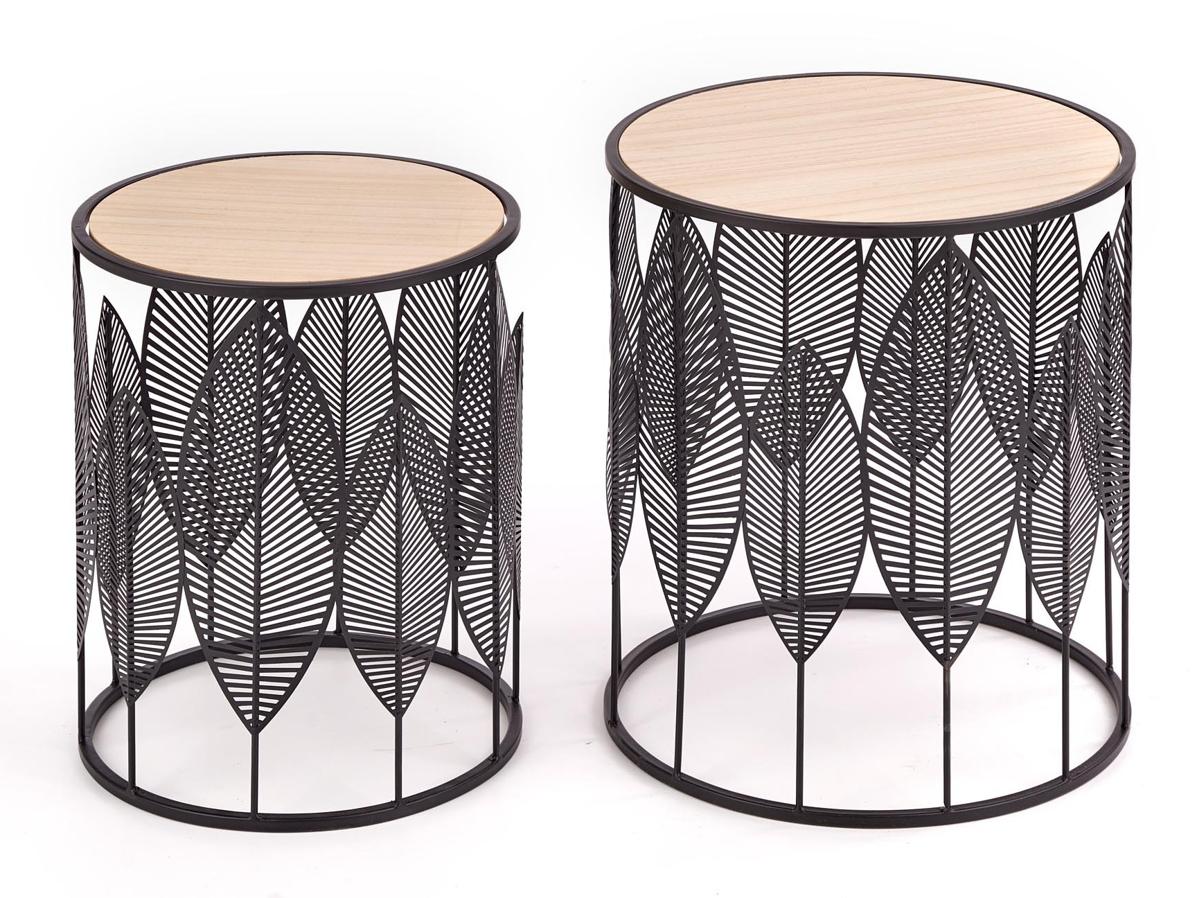 Ensemble de tables d'appoint Houston 974 (Noir + Clair bois)