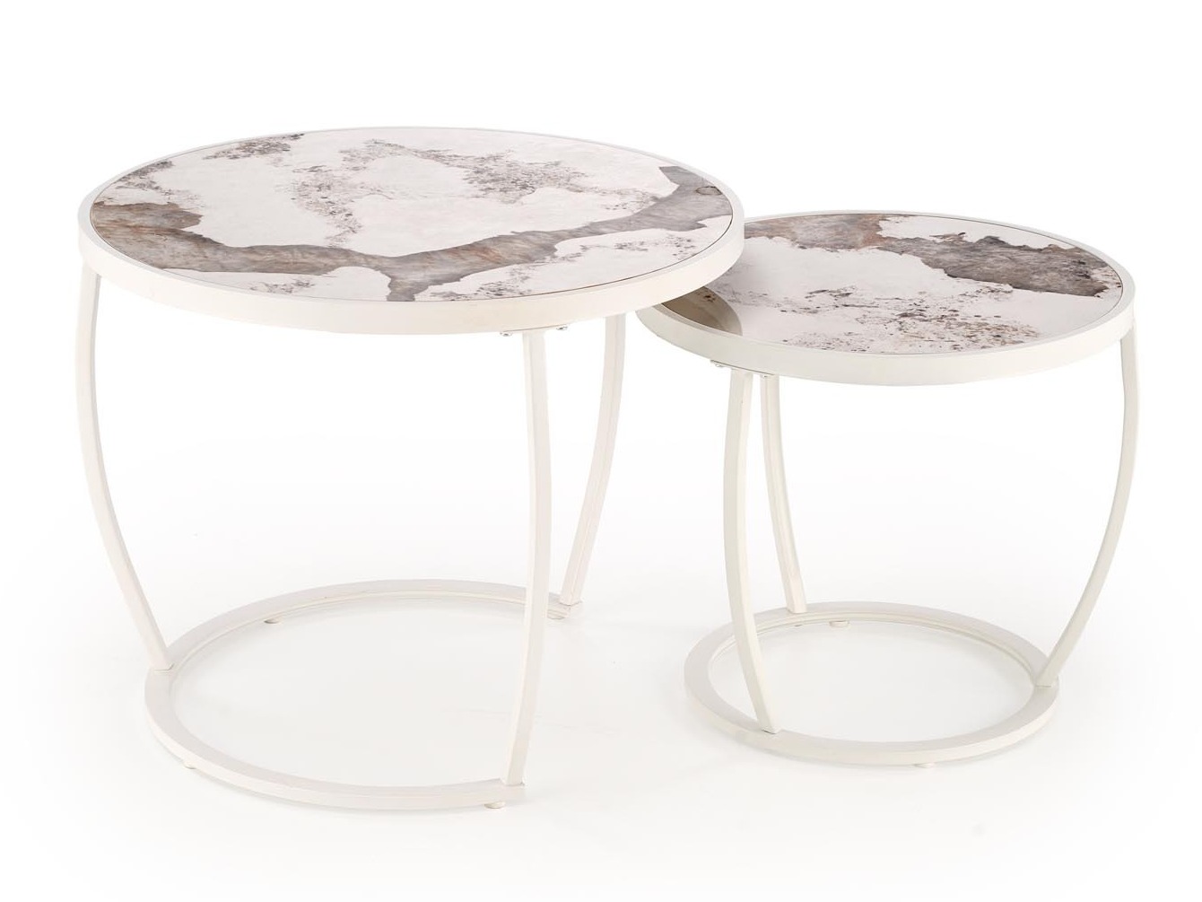 Ensemble tables basses Houston 1658 (Blanc + Marbre blanc)