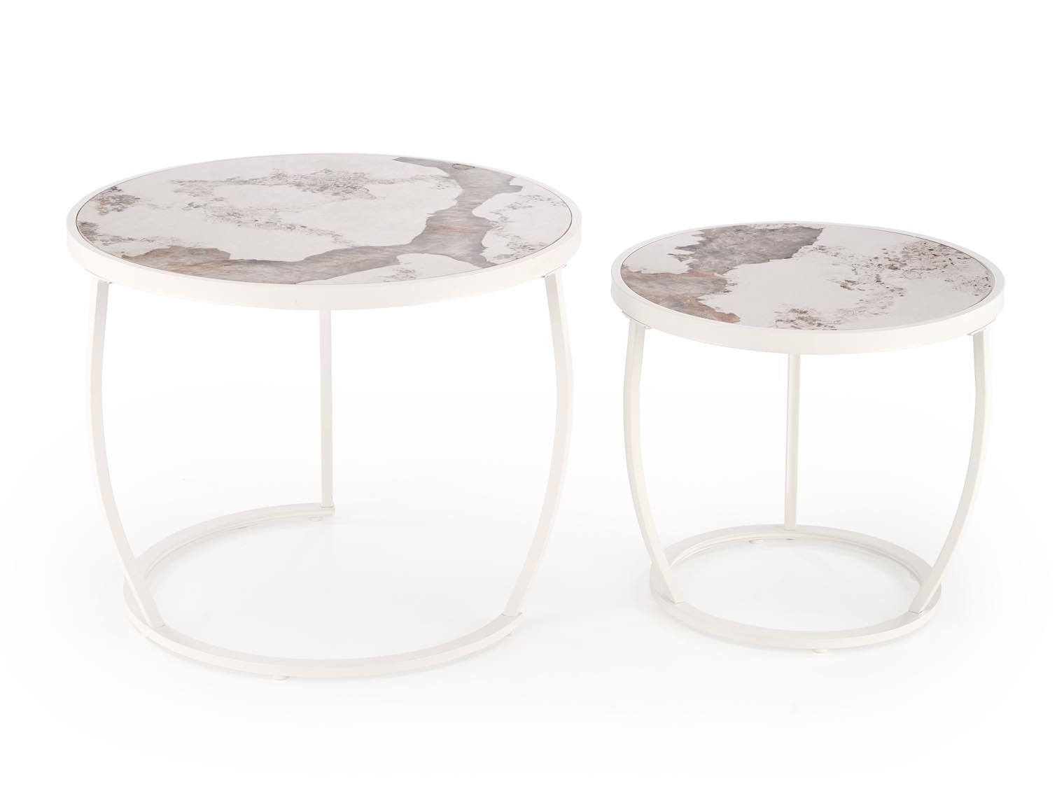 Ensemble tables basses Houston 1658 (Blanc + Marbre blanc)