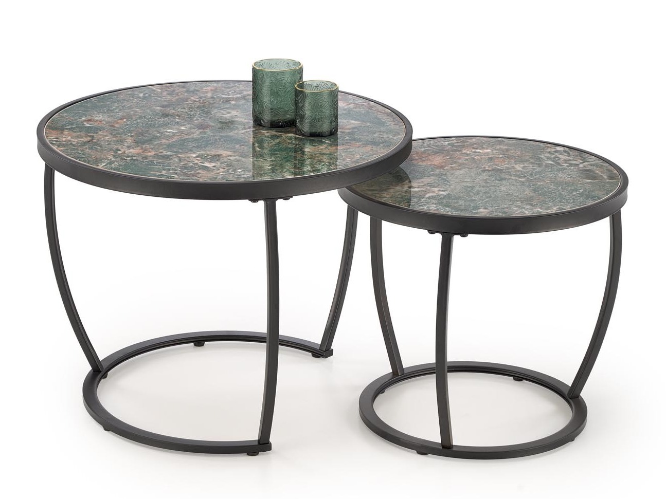 Ensemble tables basses Houston 1658 (Noir + Marbre vert)