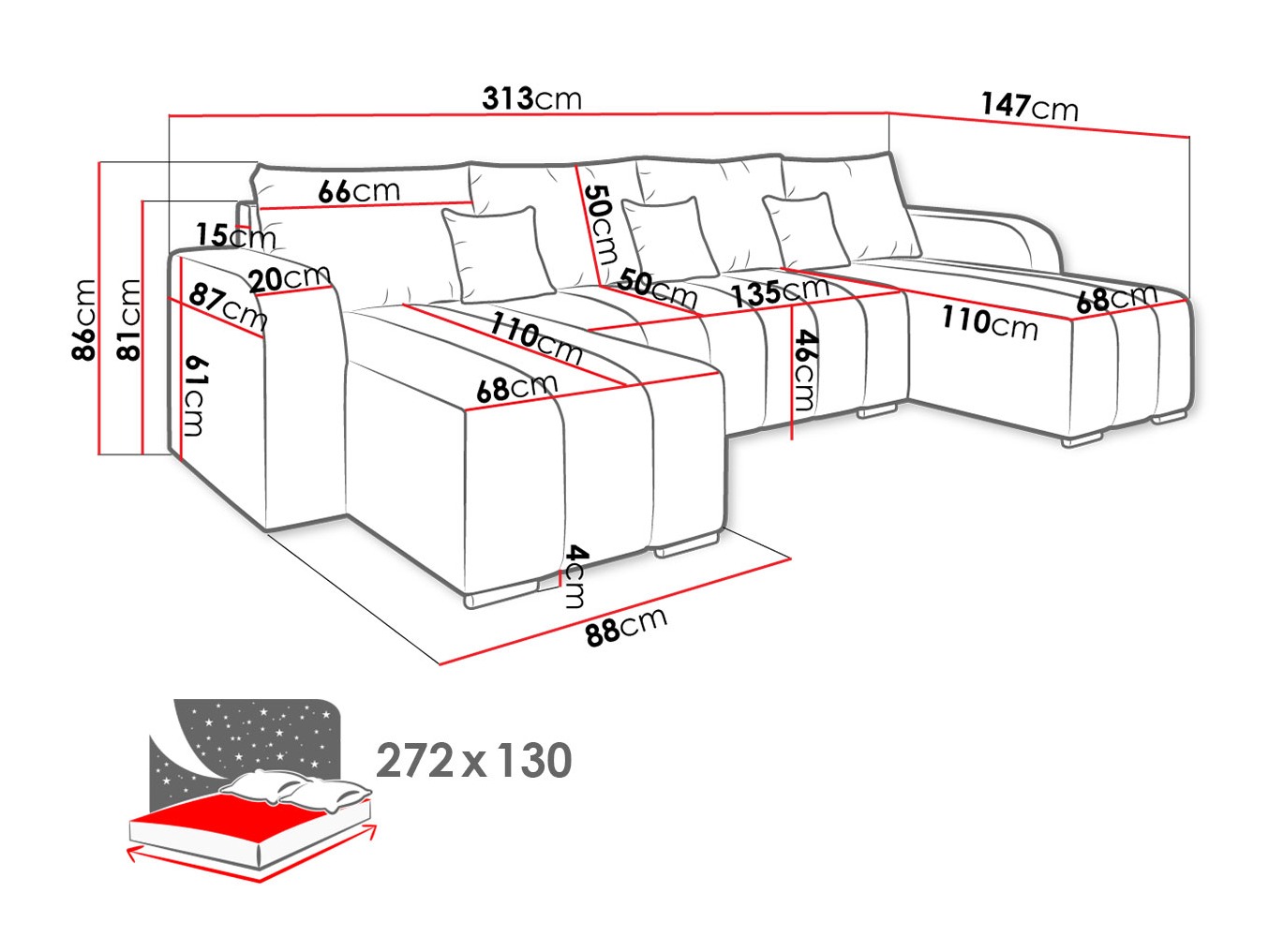 Canapé d'angle Arvada 122 (Lambi 08)