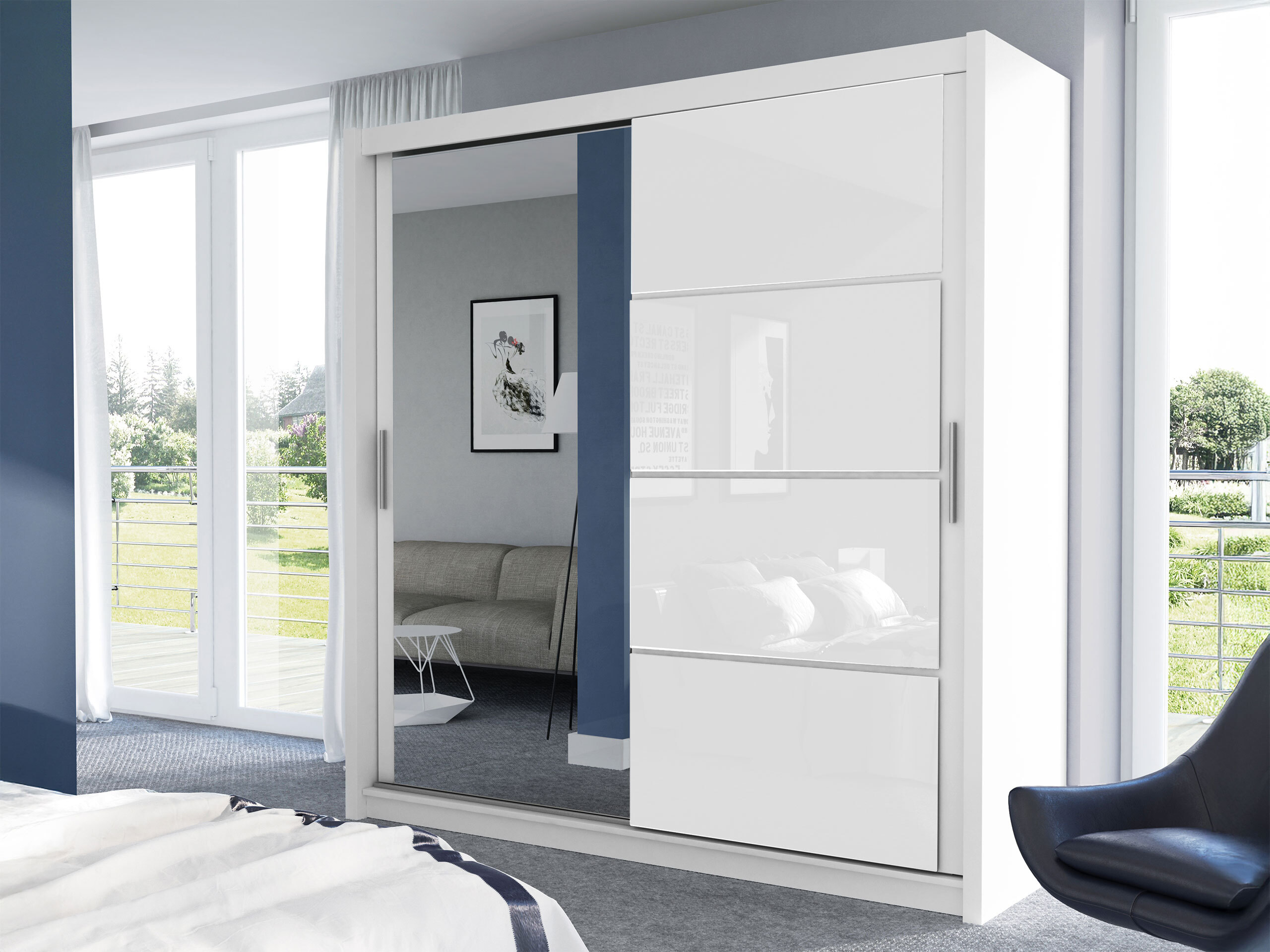 Armoire Honolulu 111 (Blanc + Blanc brillant)