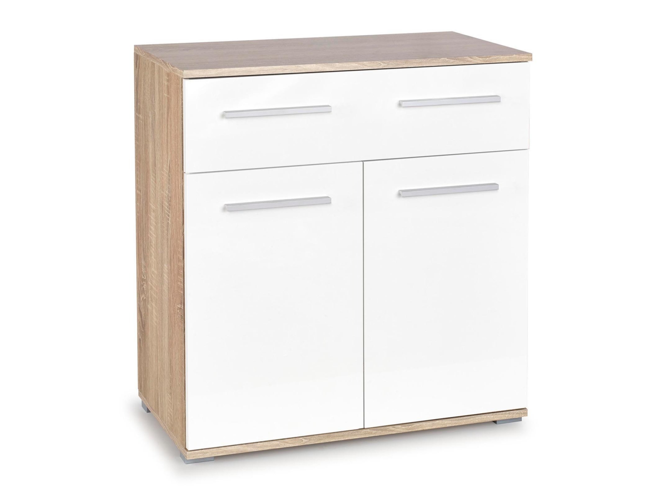 Commode Cirveso 100 (Sonoma chêne + Blanc brillant)