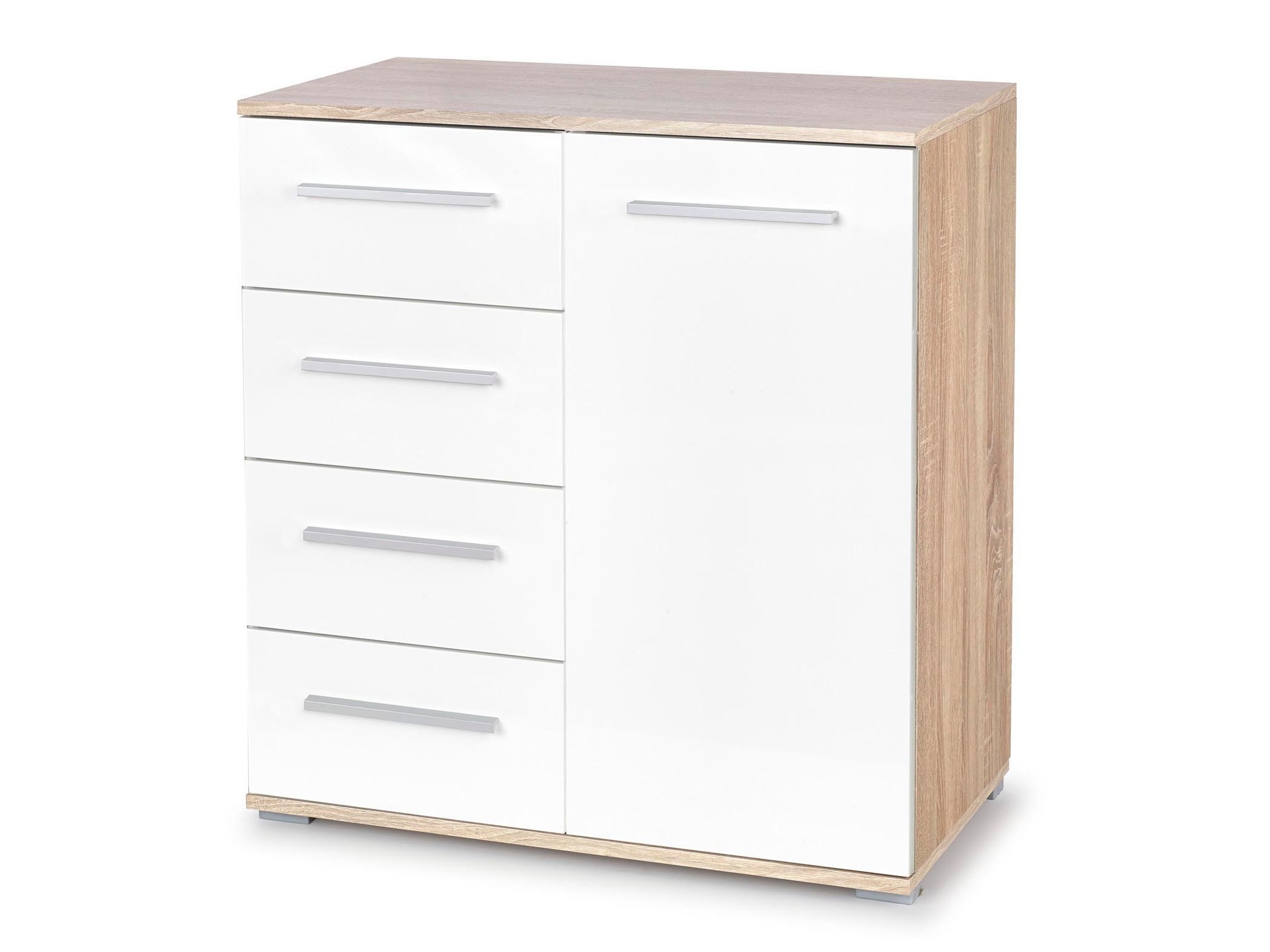 Commode Cirveso 101 (Sonoma chêne + Blanc brillant)