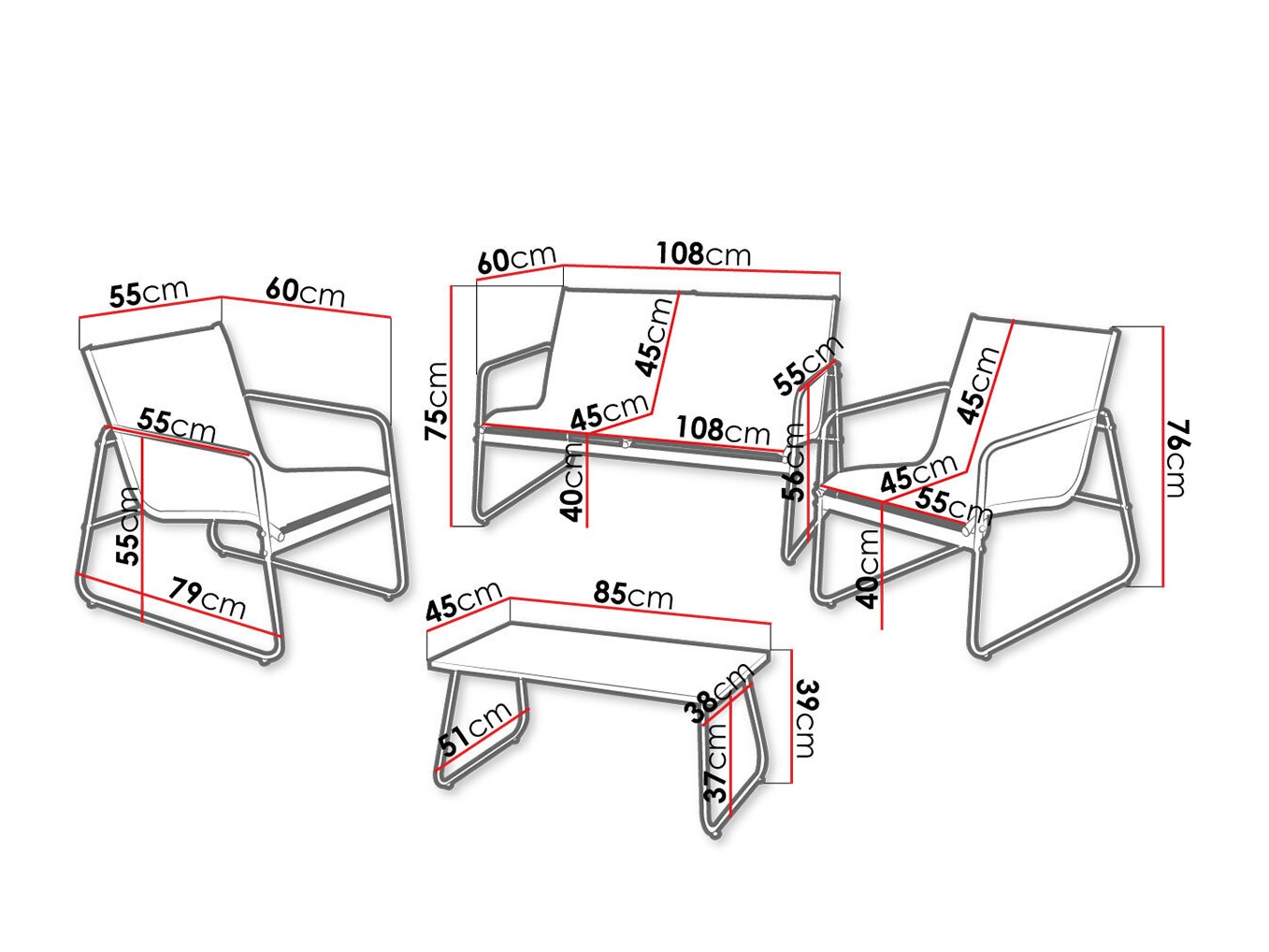 Ensemble de mobilier de jardin Aques